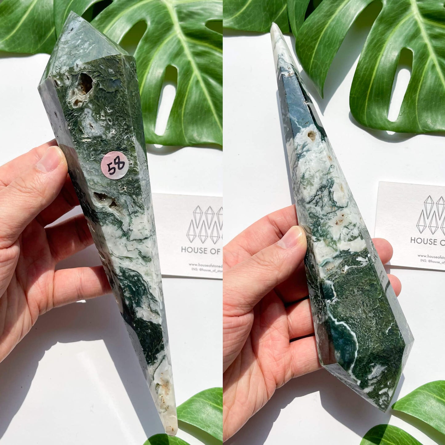 Natural Moss Agate Wand/Druzy Moss Agate Crystal Point Wand/Moss Agate Crystal Handle/Moss Agate Stem/Wedding Bouquet Handle/Heart Chakra Healing/AAA
