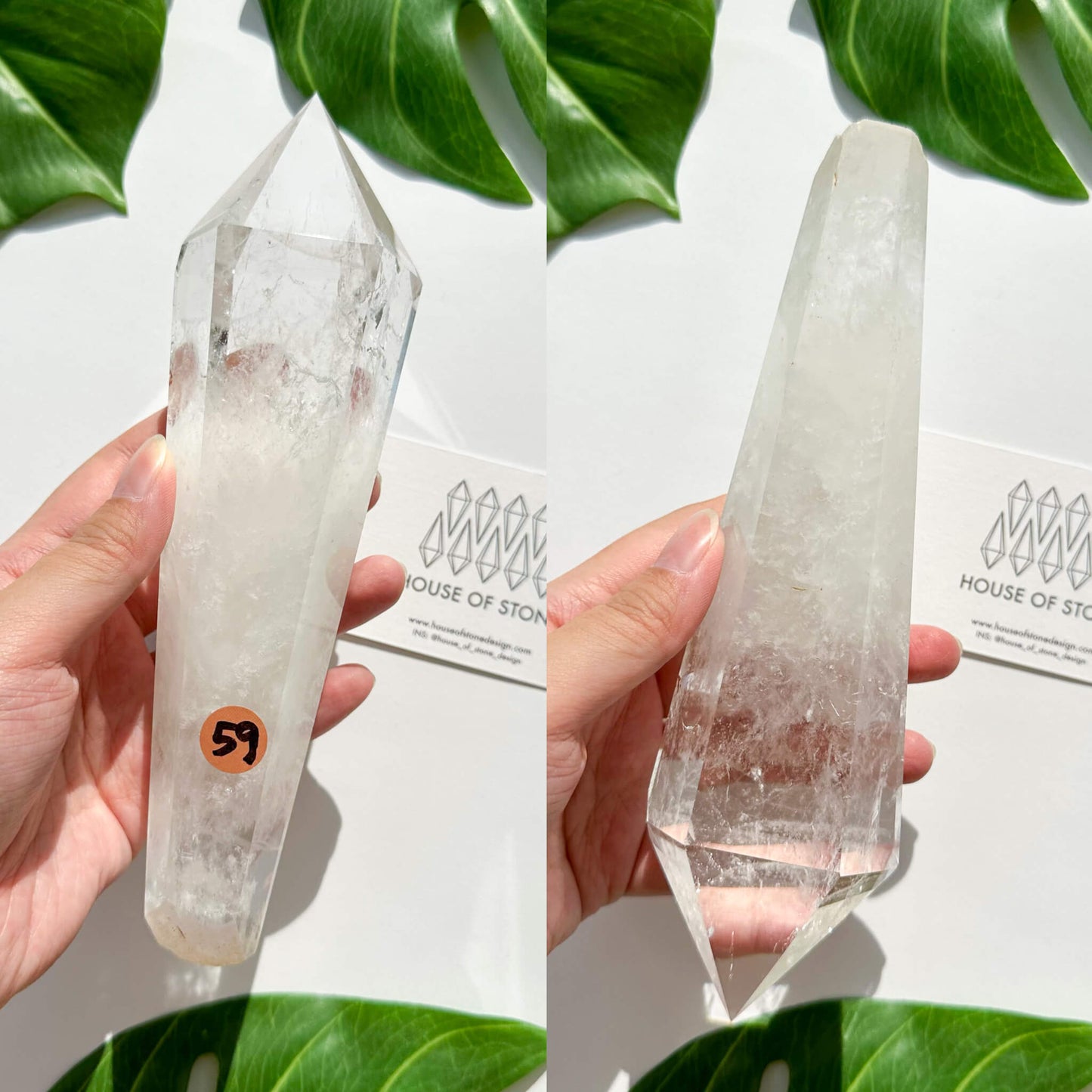 Natural Clear Quartz Point Wand/Clear Quartz Rainbow Crystal Wand/Clear Quartz Handle/Crystal Stem/Crown Chakra Healing/Meditation Tool/AAA