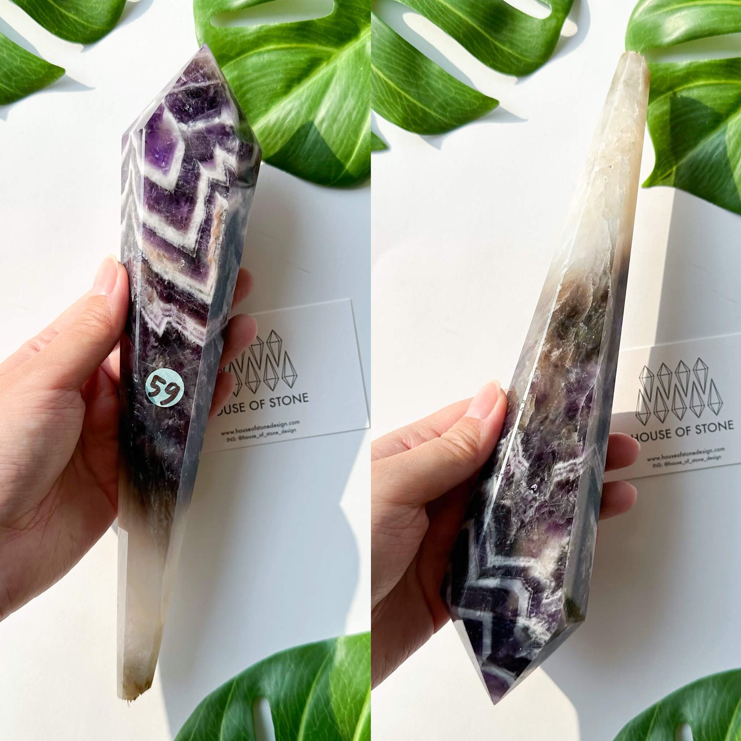 Natural Chevron Amethyst Wand/Chevron Amethyst Crystal Point Wand/Crystal Handle/Amethyst Stem/Wedding Bouquet Handle/Third Eye Chakra Healing/AAA