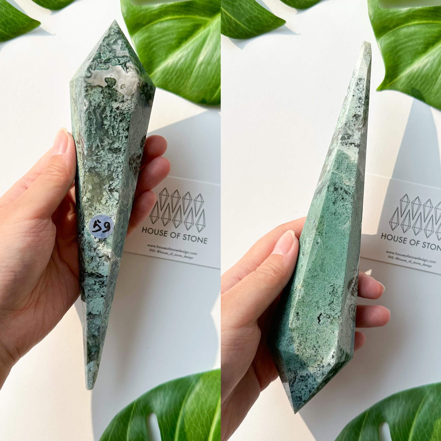 Natural Moss Agate Wand/Druzy Moss Agate Crystal Point Wand/Moss Agate Crystal Handle/Moss Agate Stem/Wedding Bouquet Handle/Heart Chakra Healing/AAA