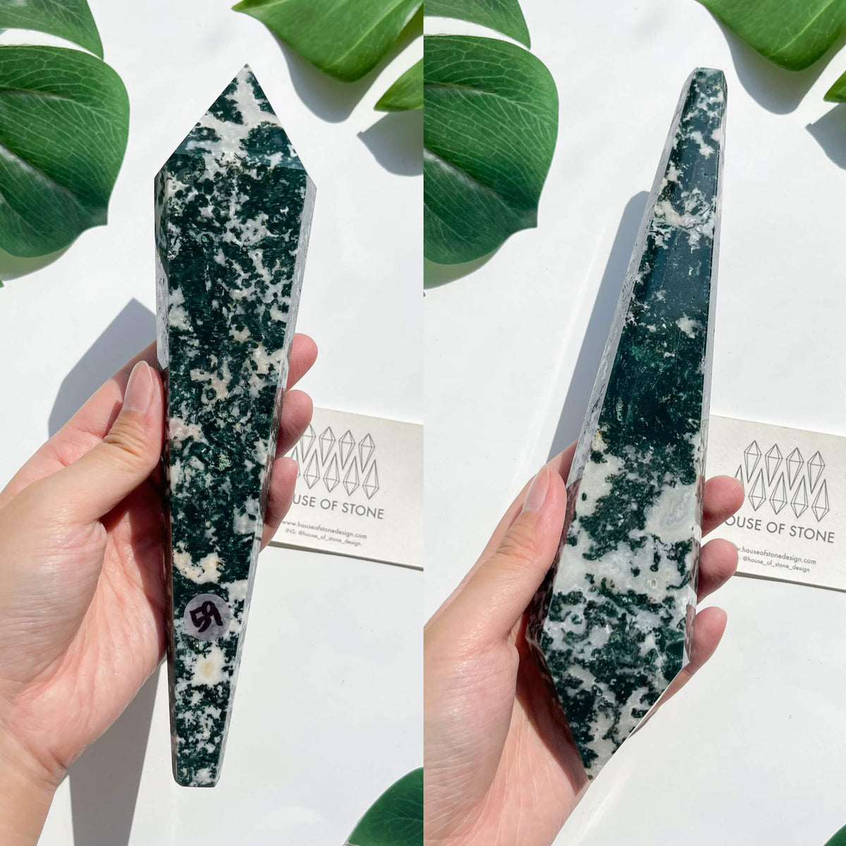 Natural Moss Agate Wand/Druzy Moss Agate Crystal Point Wand/Moss Agate Crystal Handle/Moss Agate Stem/Wedding Bouquet Handle/Heart Chakra Healing/AAA