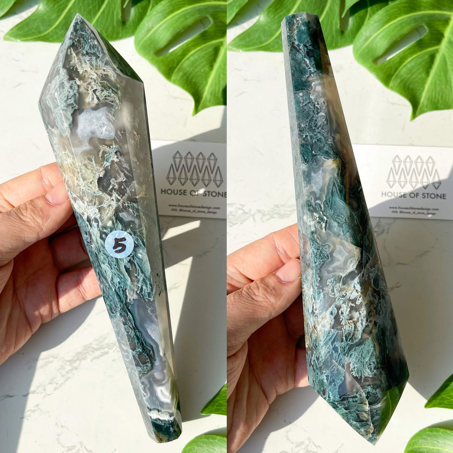 Natural Moss Agate Wand/Druzy Moss Agate Crystal Point Wand/Moss Agate Crystal Handle/Moss Agate Stem/Wedding Bouquet Handle/Heart Chakra Healing/AAA