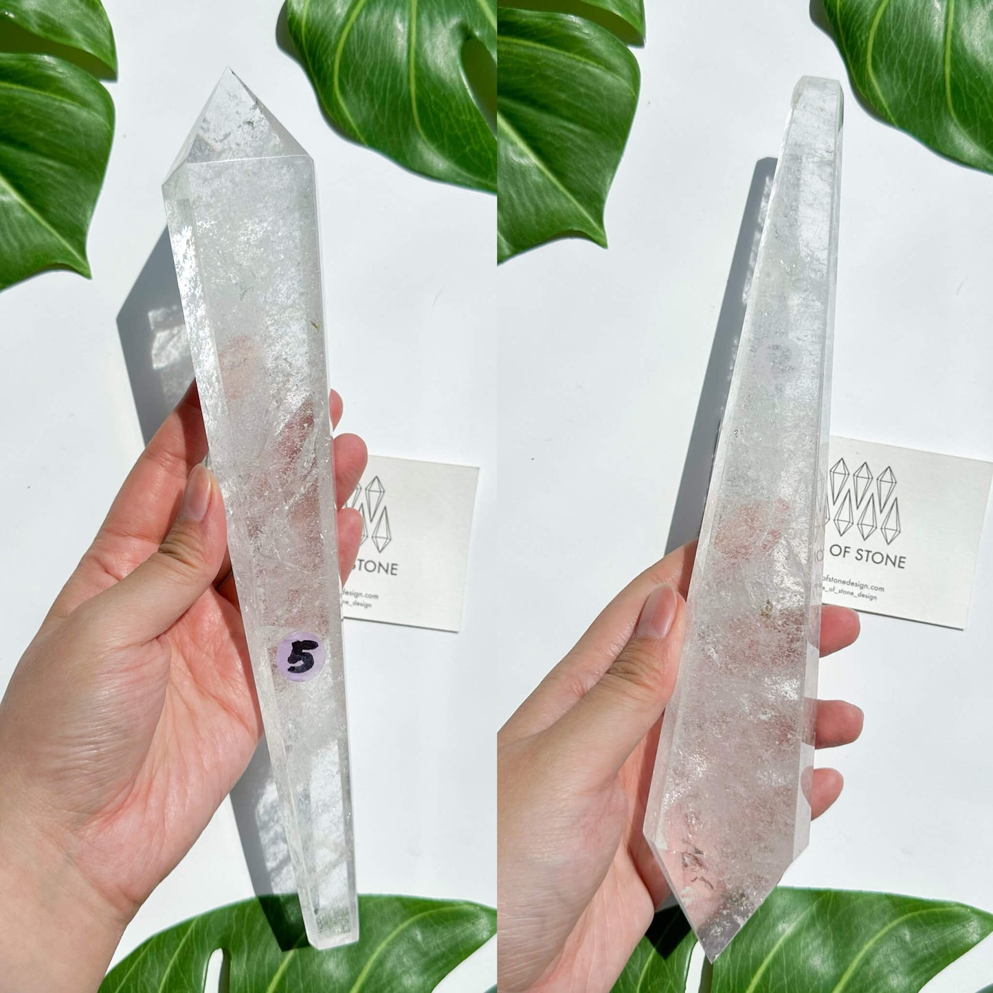 Natural Clear Quartz Point Wand/Clear Quartz Rainbow Crystal Wand/Clear Quartz Handle/Crystal Stem/Crown Chakra Healing/Meditation Tool/AAA