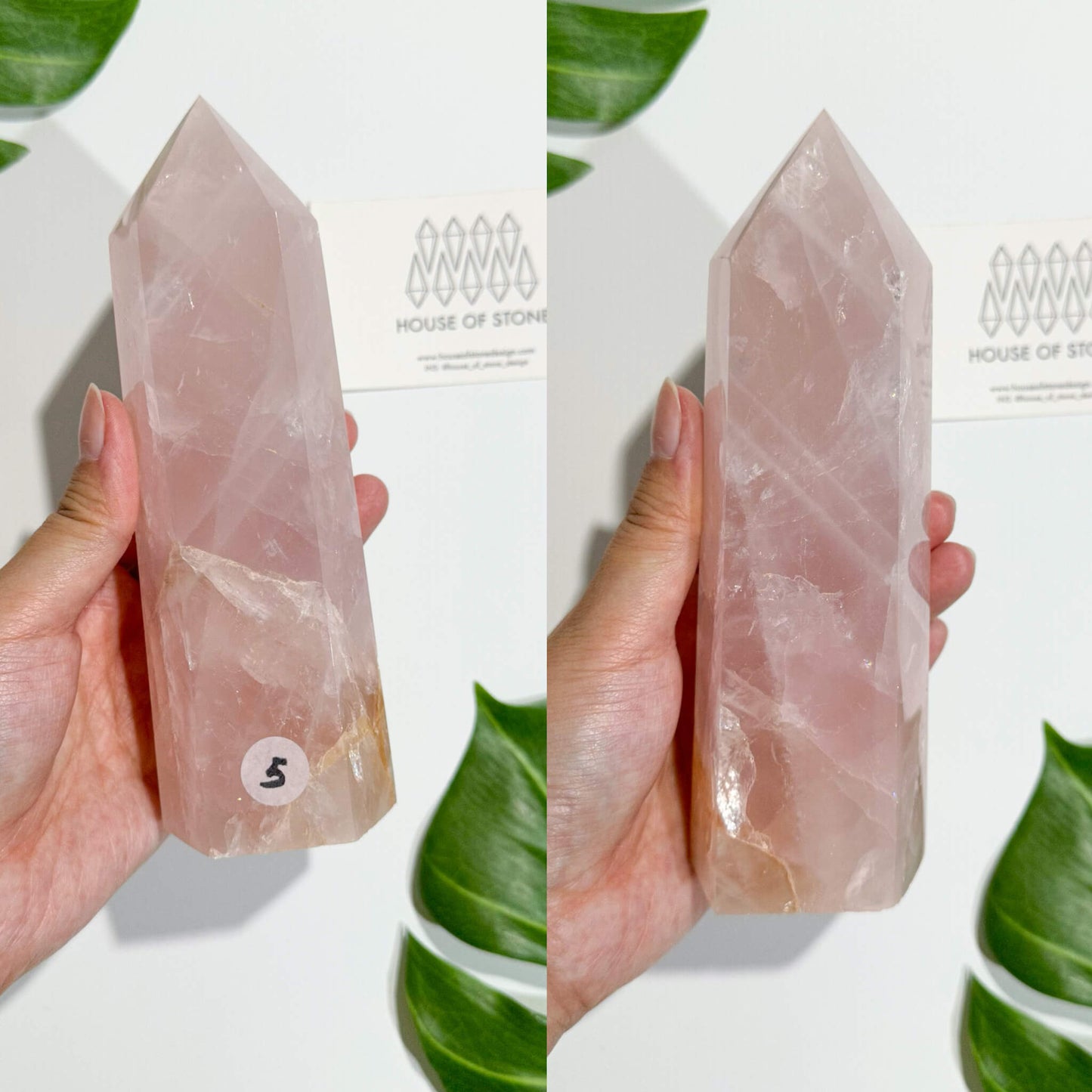 Natural Large Rose Quartz Tower/Rose Quartz Crystal Point Tower Wand/Juicy Rose Quartz Obelisk/Heart Chakra Healing/AAA