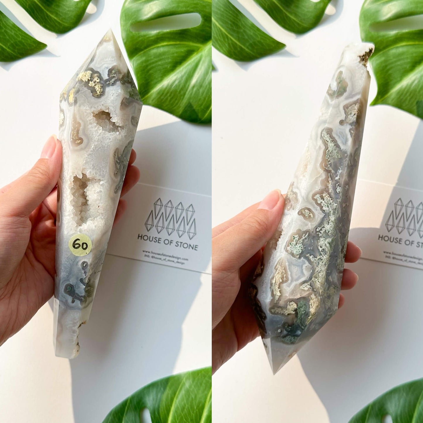 Natural Moss Agate Wand/Druzy Moss Agate Crystal Point Wand/Moss Agate Crystal Handle/Moss Agate Stem/Wedding Bouquet Handle/Heart Chakra Healing/AAA