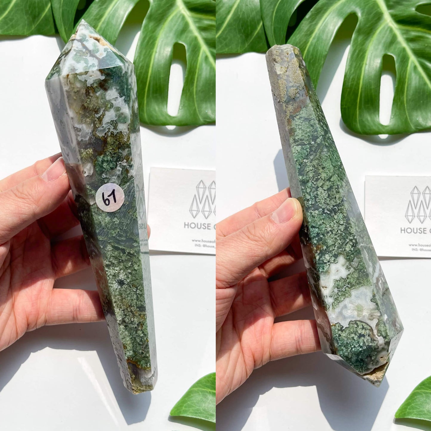 Natural Moss Agate Wand/Druzy Moss Agate Crystal Point Wand/Moss Agate Crystal Handle/Moss Agate Stem/Wedding Bouquet Handle/Heart Chakra Healing/AAA