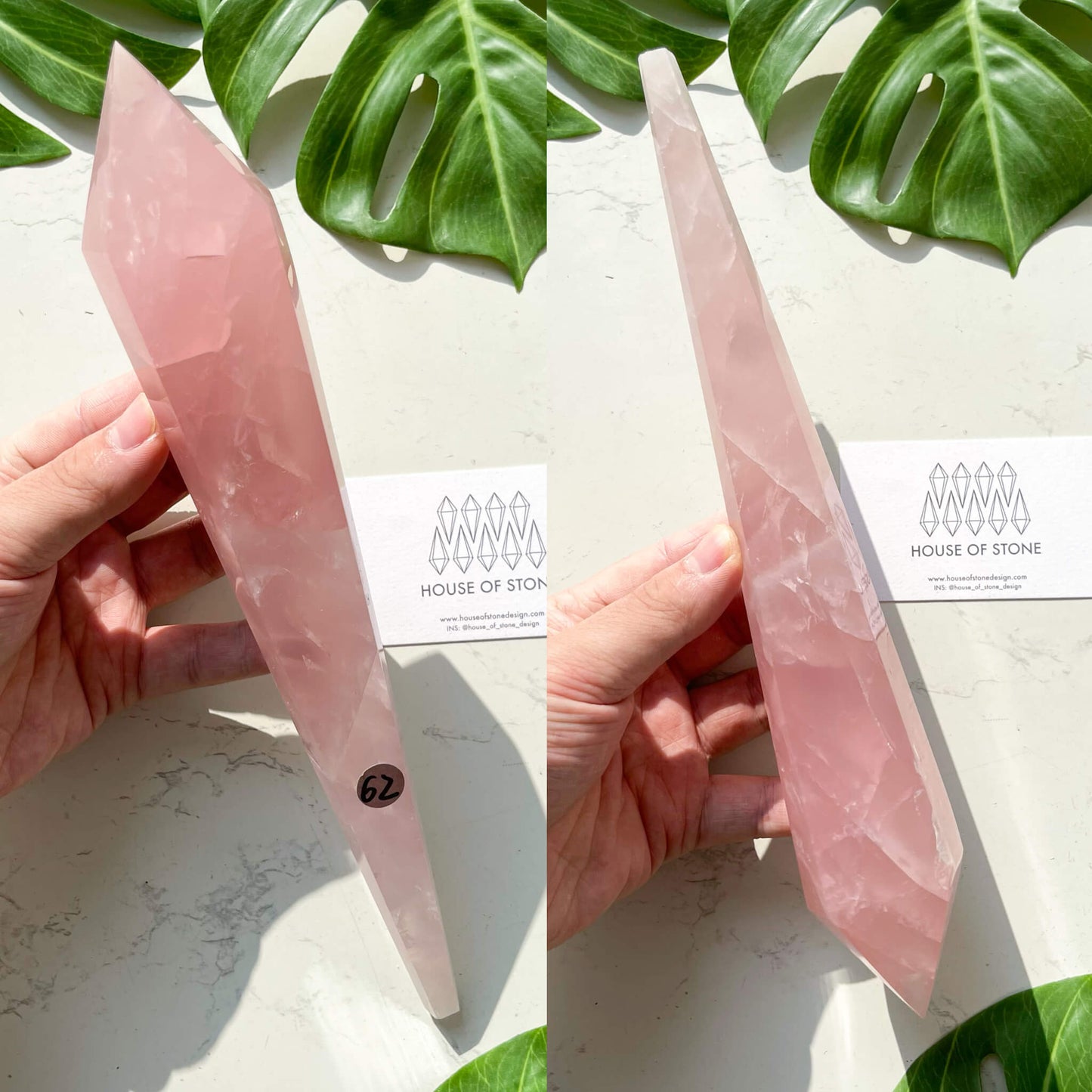 Natural Rose Quartz Wand/Rose Quartz Crystal Point Wand/Rose Quartz Crystal Handle/Rose Quartz Stem/Wedding Bouquet Handle/Heart Chakra Healing/AAA