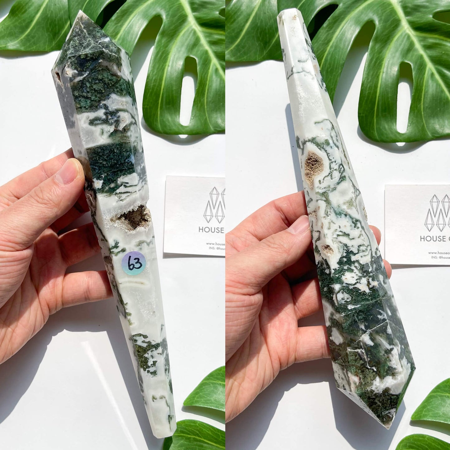 Natural Moss Agate Wand/Druzy Moss Agate Crystal Point Wand/Moss Agate Crystal Handle/Moss Agate Stem/Wedding Bouquet Handle/Heart Chakra Healing/AAA