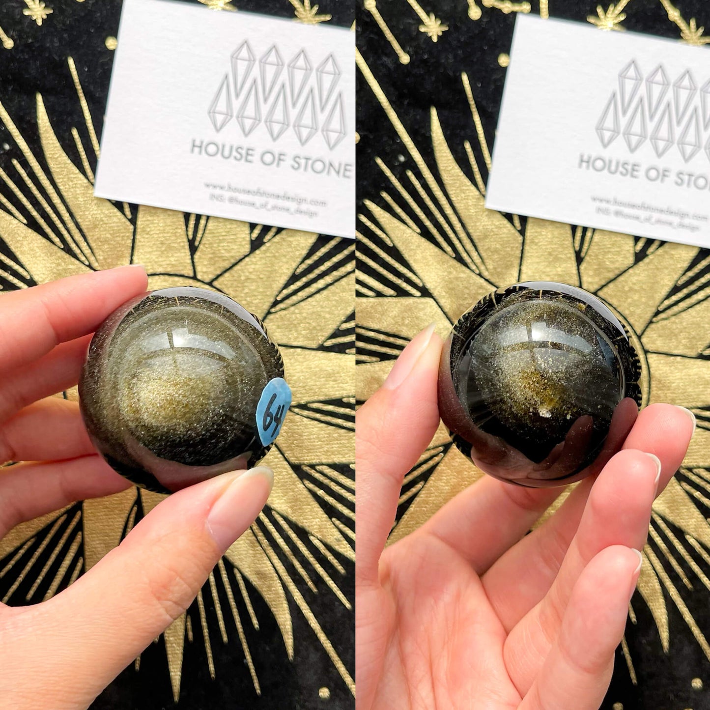 Natural Rare Gold Sheen Obsidian/Large Gold Obsidian Sphere/AAA