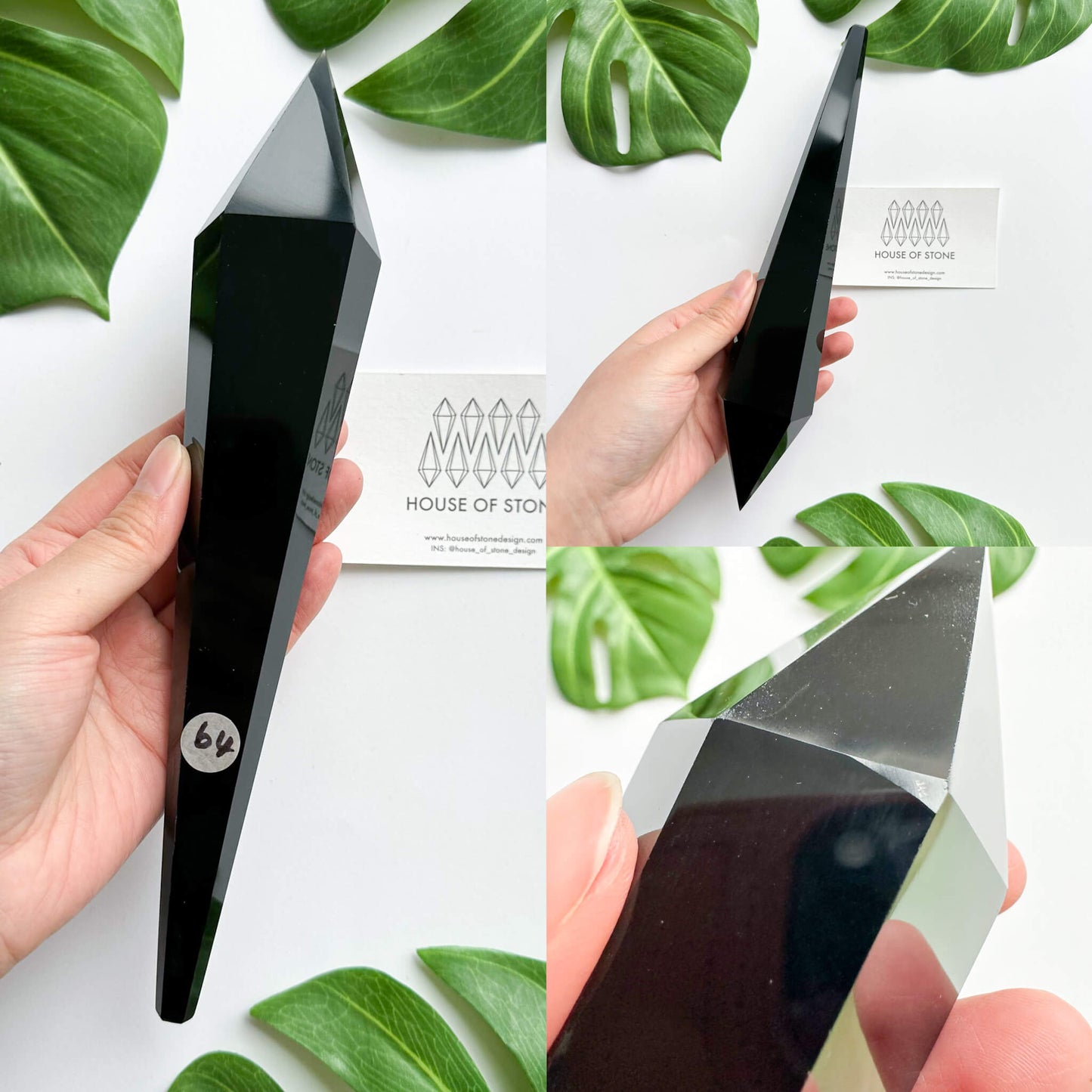 Natural Black Obsidian Wand/High Quality Black Obsidian Point Wand/Crystal Gemstone Obsidian Wand Handle/Obsidian Stem/Root Chakra Healing/AAA