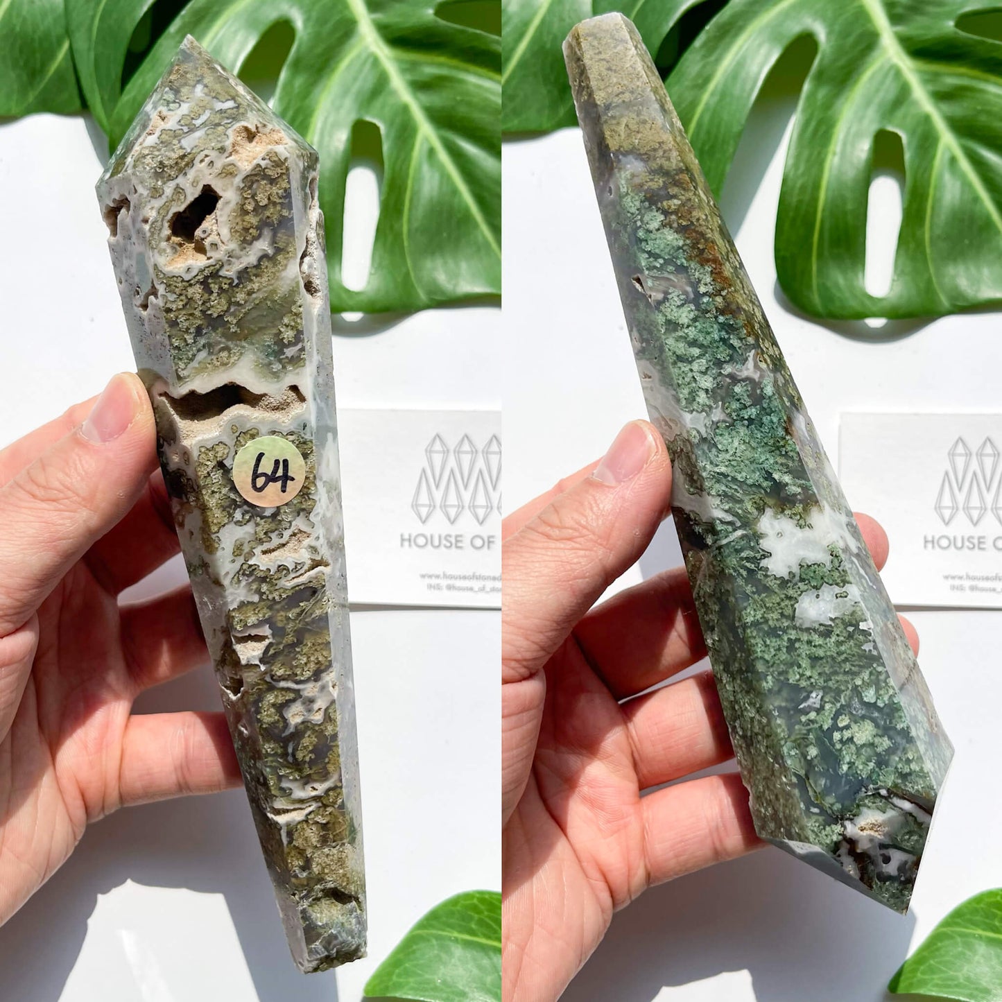 Natural Moss Agate Wand/Druzy Moss Agate Crystal Point Wand/Moss Agate Crystal Handle/Moss Agate Stem/Wedding Bouquet Handle/Heart Chakra Healing/AAA