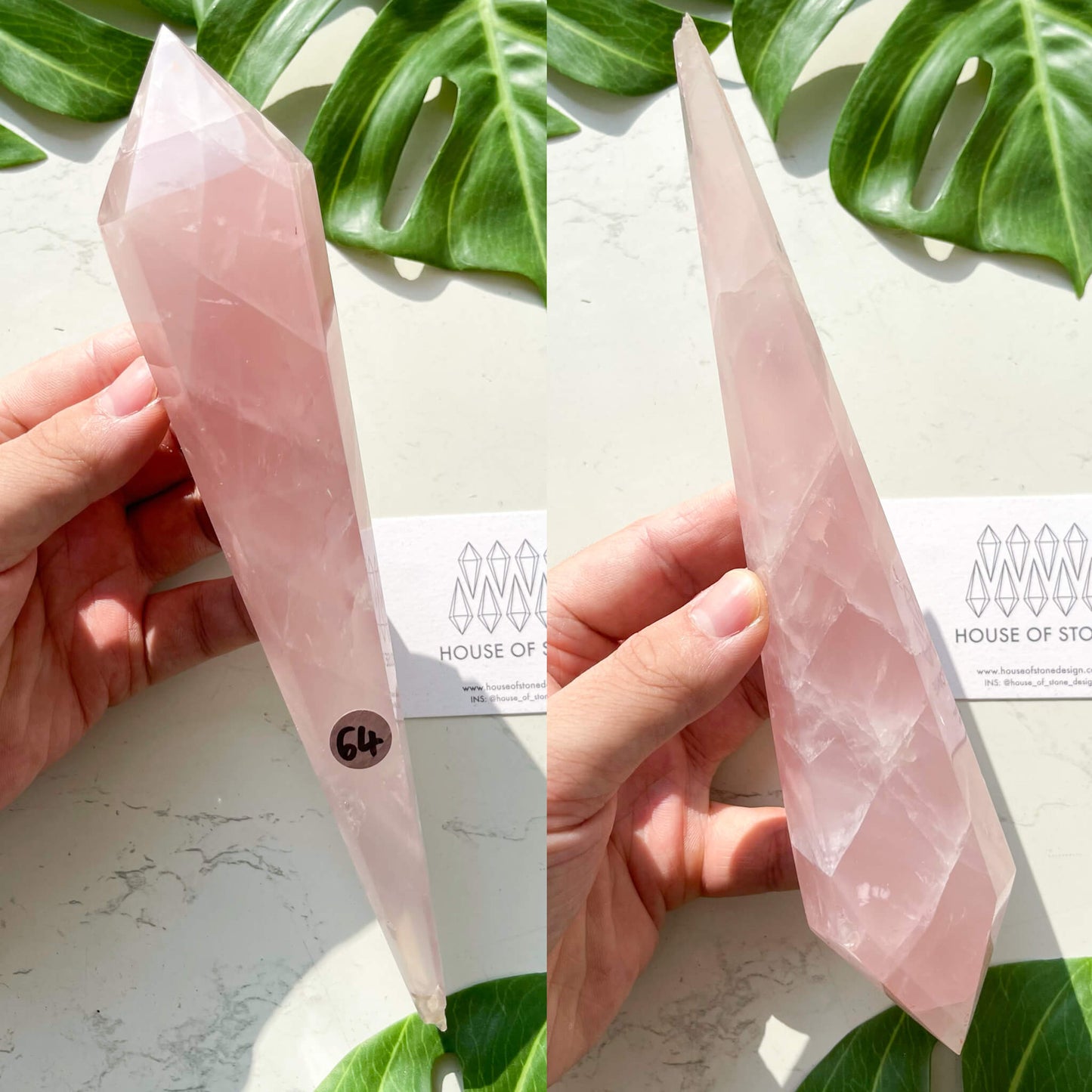 Natural Rose Quartz Wand/Rose Quartz Crystal Point Wand/Rose Quartz Crystal Handle/Rose Quartz Stem/Wedding Bouquet Handle/Heart Chakra Healing/AAA