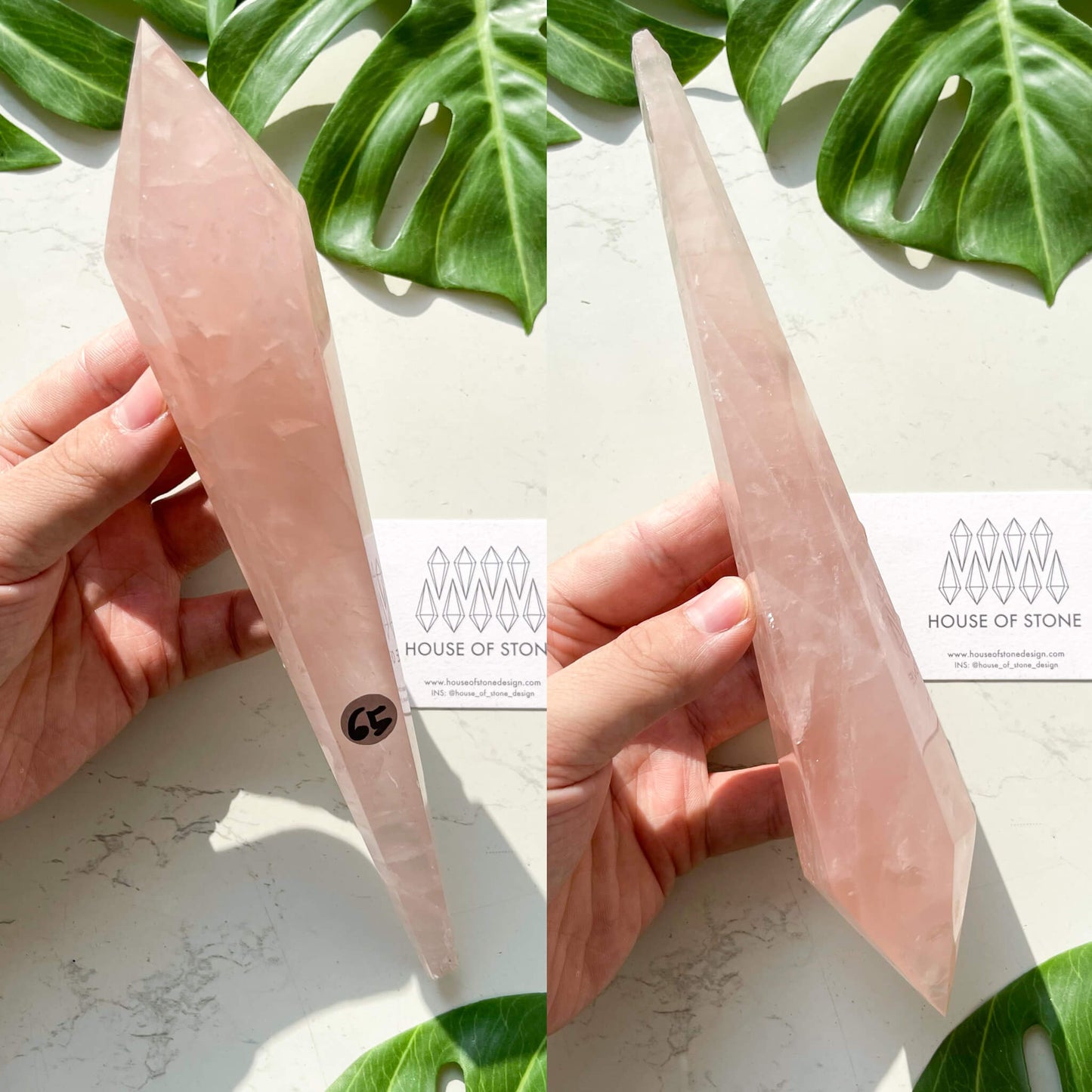 Natural Rose Quartz Wand/Rose Quartz Crystal Point Wand/Rose Quartz Crystal Handle/Rose Quartz Stem/Wedding Bouquet Handle/Heart Chakra Healing/AAA