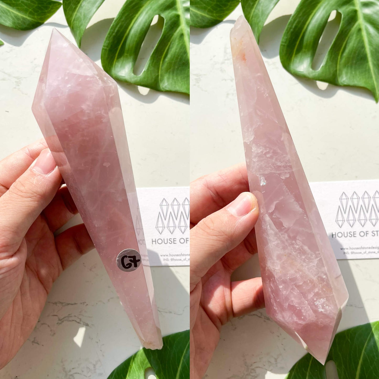 Natural Rose Quartz Wand/Rose Quartz Crystal Point Wand/Rose Quartz Crystal Handle/Rose Quartz Stem/Wedding Bouquet Handle/Heart Chakra Healing/AAA