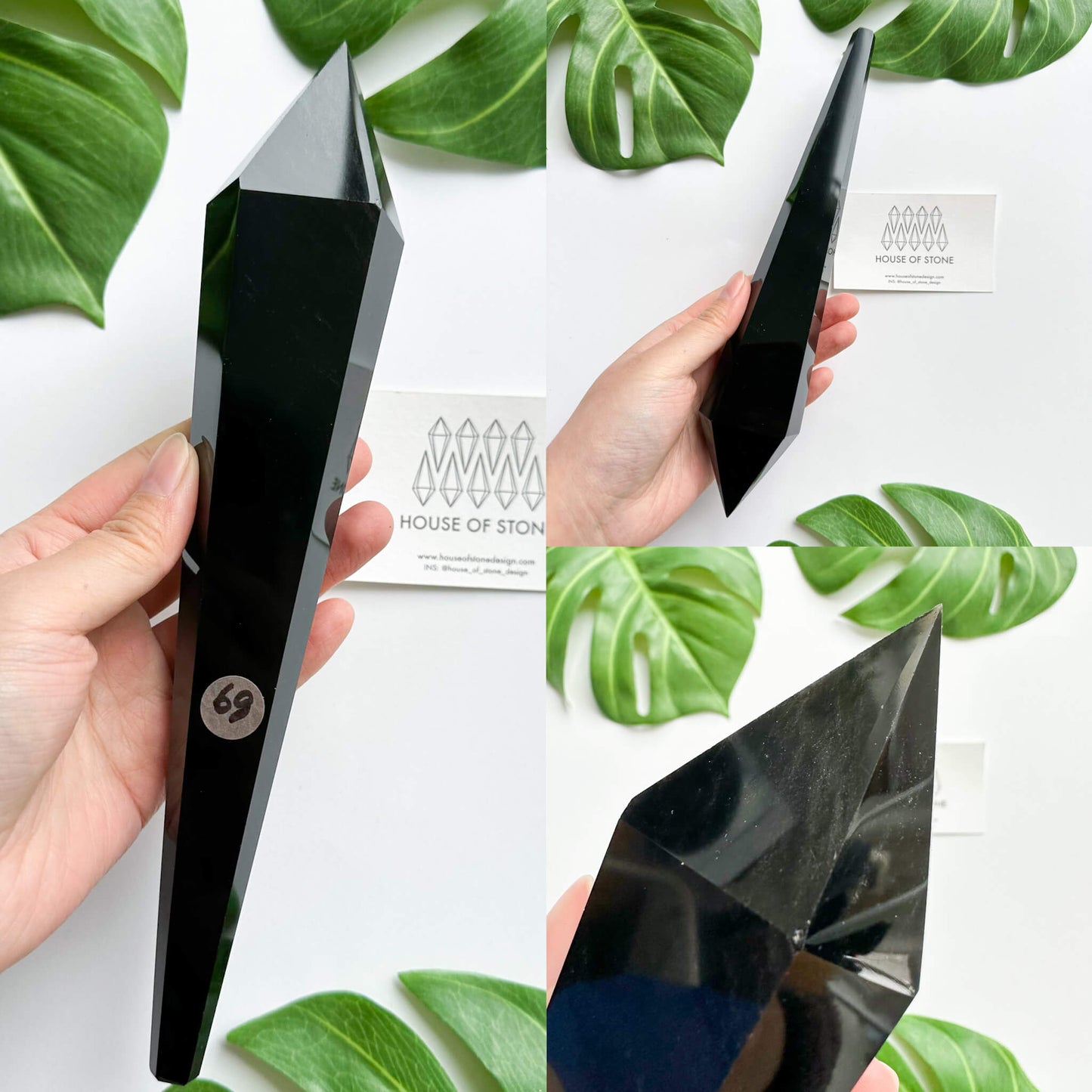 Natural Black Obsidian Wand/High Quality Black Obsidian Point Wand/Crystal Gemstone Obsidian Wand Handle/Obsidian Stem/Root Chakra Healing/AAA