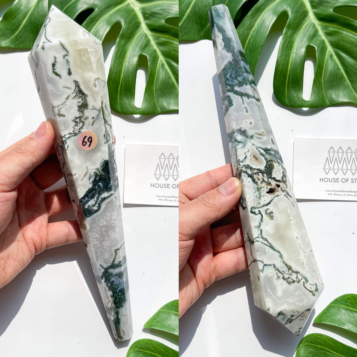 Natural Moss Agate Wand/Druzy Moss Agate Crystal Point Wand/Moss Agate Crystal Handle/Moss Agate Stem/Wedding Bouquet Handle/Heart Chakra Healing/AAA