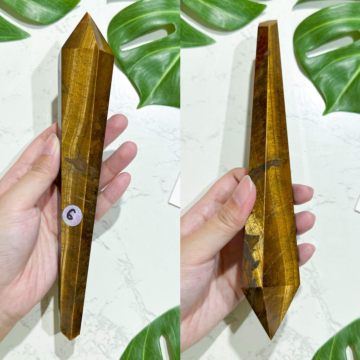 Natural Tiger's Eye Jasper Wand/Tiger's Eye Jasper Point Wand/Crystal Gemstone Jasper Wand Handle/Crystal Stem/Solar Plexus Chakra Healing