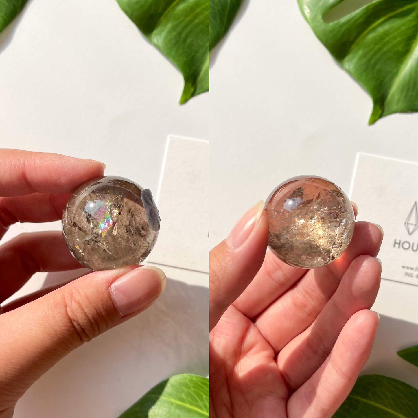 Natural Small Smoky Quartz Sphere/Mini Smoky Quartz Crystal Sphere/Rare Rainbow Smoky Quartz Ball/Root Chakra/Altar Tools/AAA