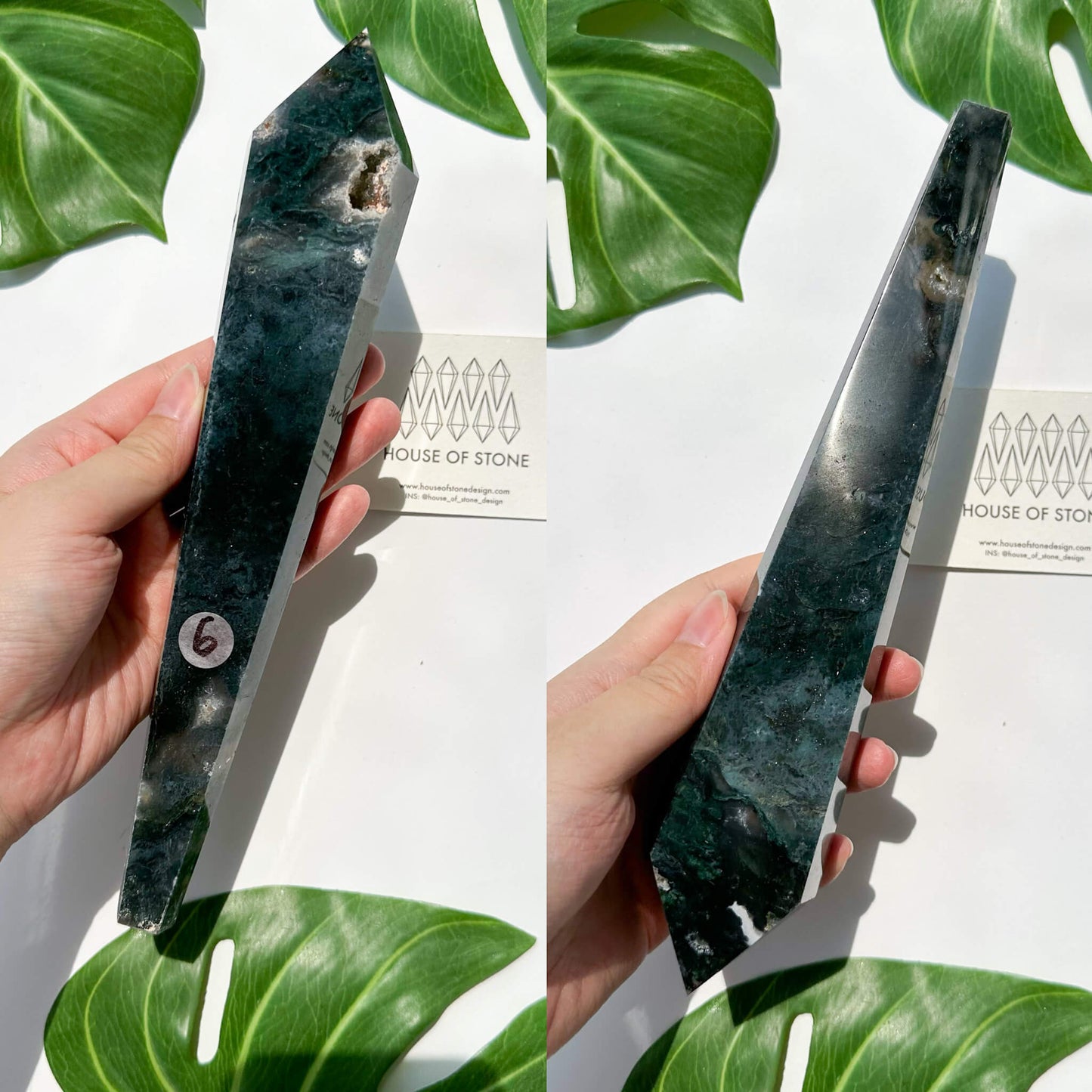 Natural Moss Agate Wand/Druzy Moss Agate Crystal Point Wand/Moss Agate Crystal Handle/Moss Agate Stem/Wedding Bouquet Handle/Heart Chakra Healing/AAA