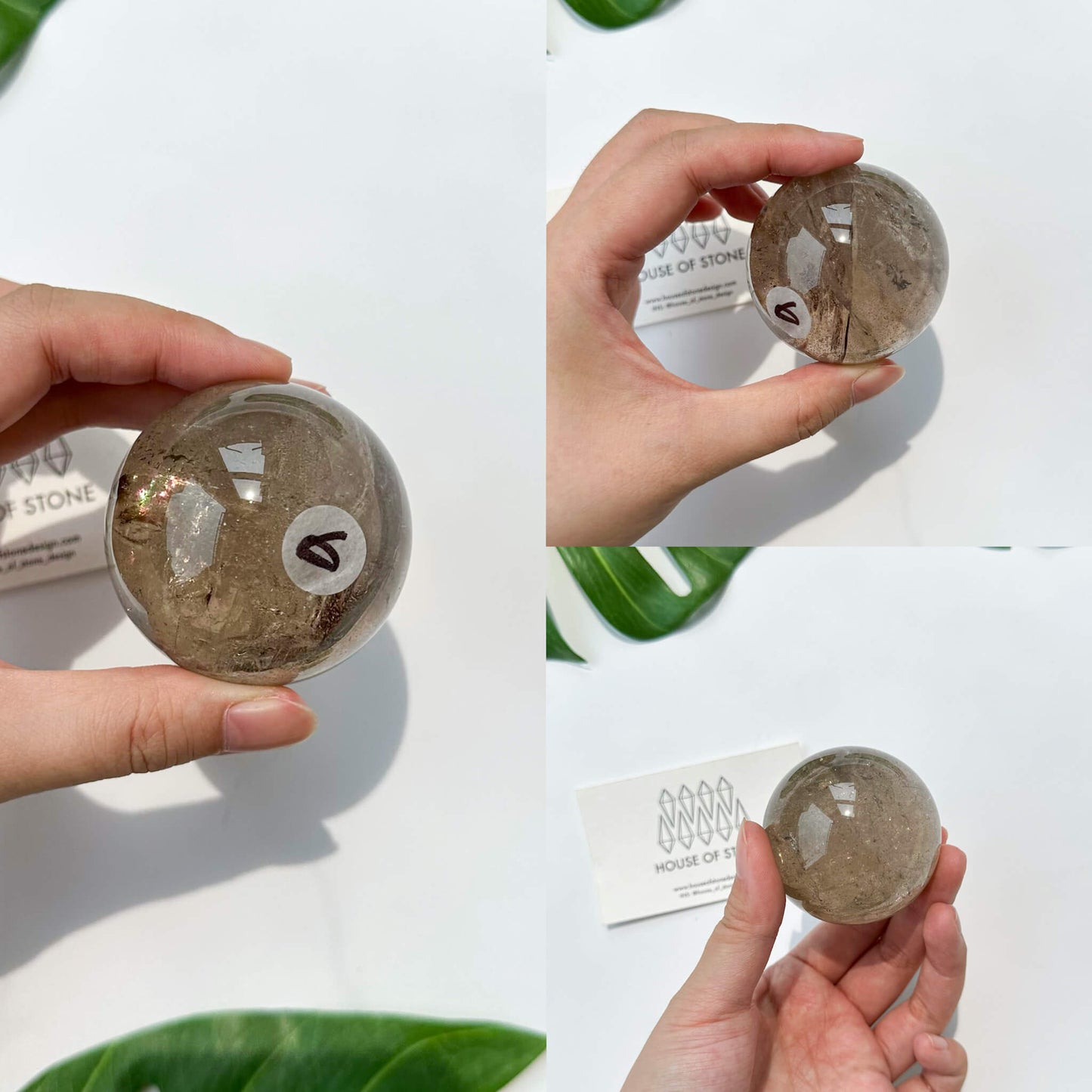 Natural Brazil Smoky Quartz Sphere/Rainbow Smoky Quartz Crystal Sphere/Rare Smoky Quartz Ball/Root Chakra Healing