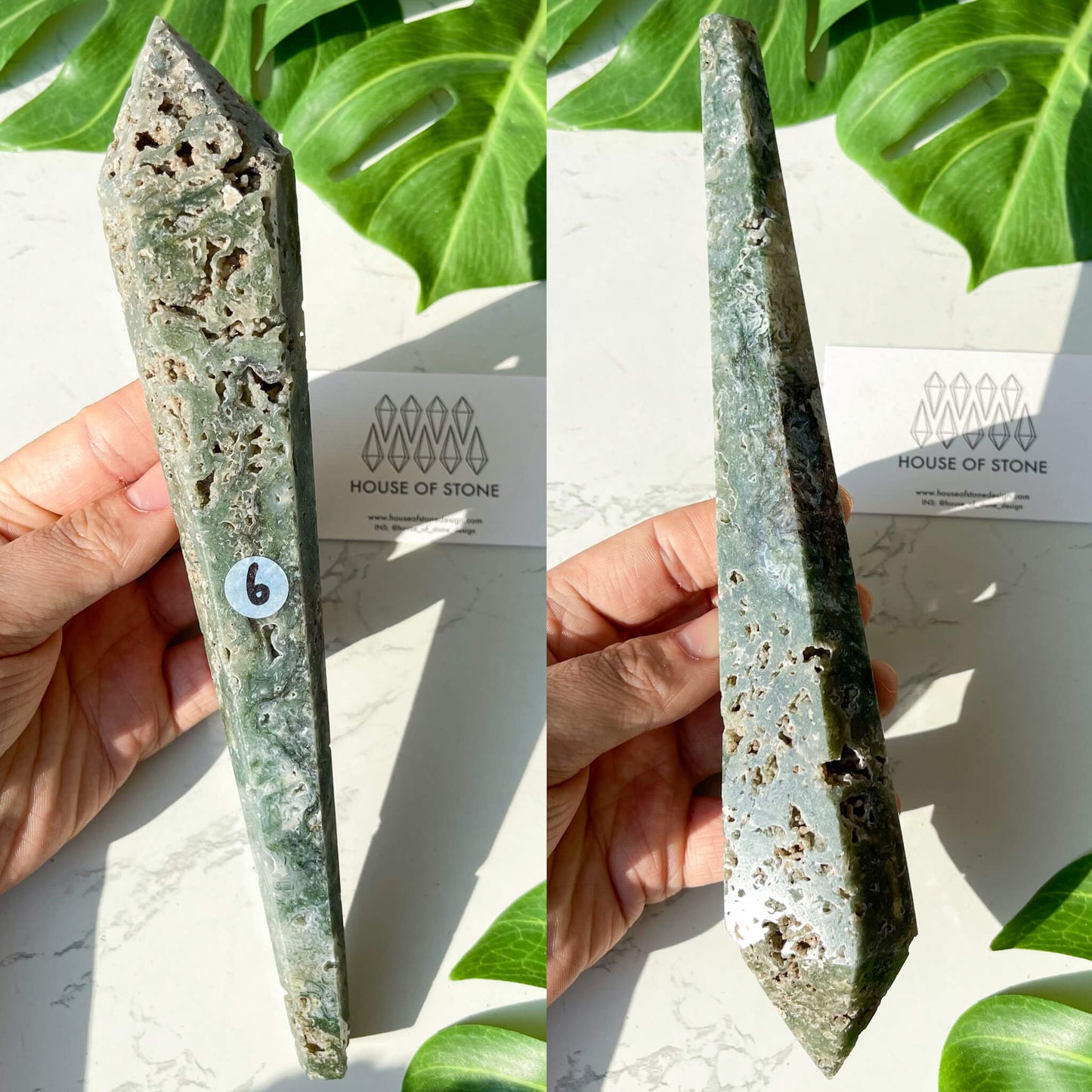 Natural Moss Agate Wand/Druzy Moss Agate Crystal Point Wand/Moss Agate Crystal Handle/Moss Agate Stem/Wedding Bouquet Handle/Heart Chakra Healing/AAA