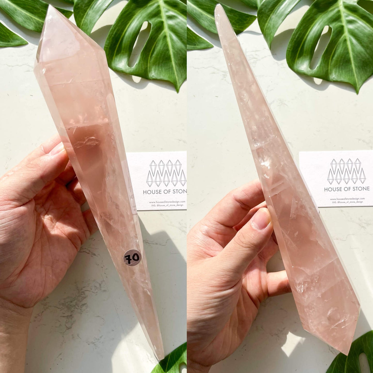 Natural Rose Quartz Wand/Rose Quartz Crystal Point Wand/Rose Quartz Crystal Handle/Rose Quartz Stem/Wedding Bouquet Handle/Heart Chakra Healing/AAA