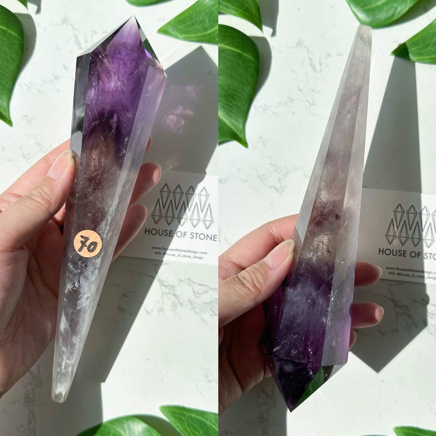 Amethyst Wand/Natural Amethyst Point Wand/High Quality Amethyst Rainbow Crystal Point Wand/Amethyst Handle/Amethyst Stem/Meditation Tool/AAA