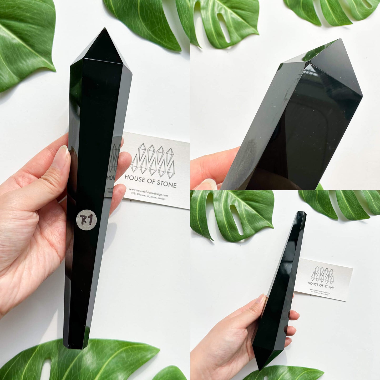 Natural Black Obsidian Wand/High Quality Black Obsidian Point Wand/Crystal Gemstone Obsidian Wand Handle/Obsidian Stem/Root Chakra Healing/AAA