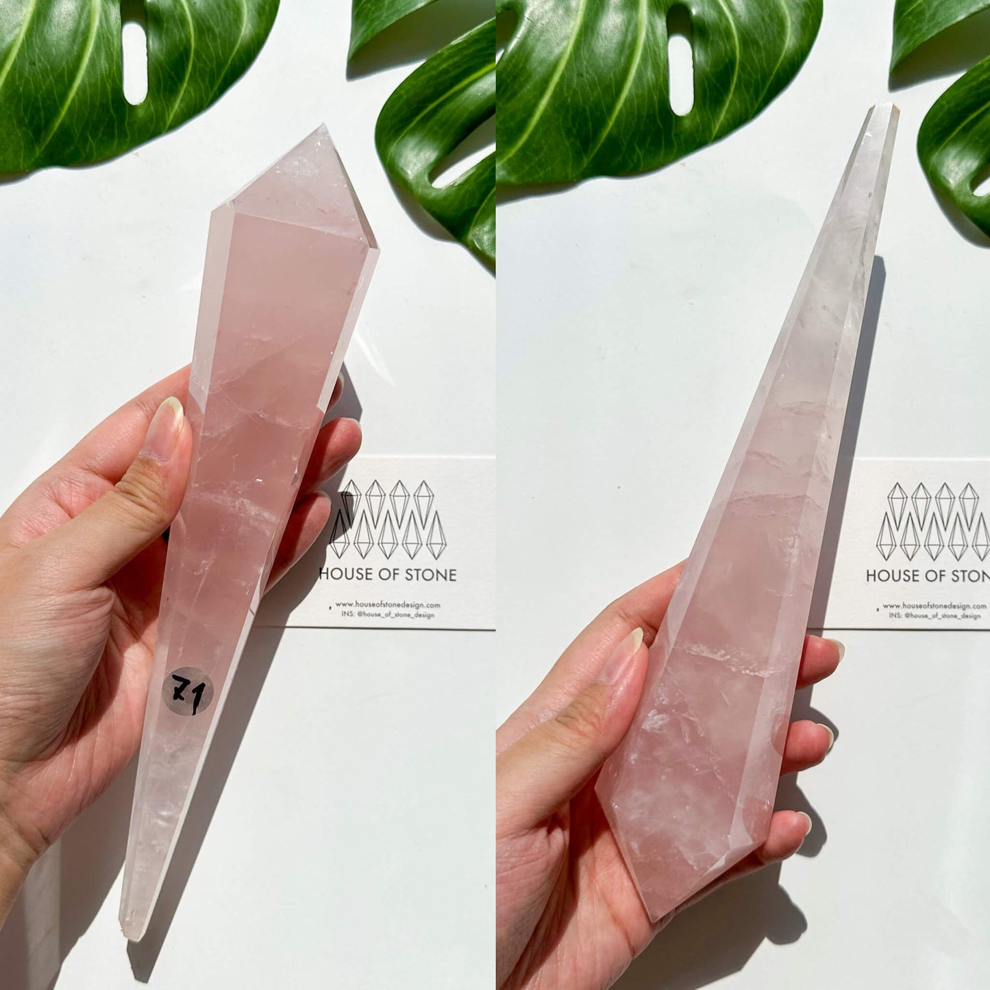 Natural Rose Quartz Wand/Rose Quartz Crystal Point Wand/Rose Quartz Crystal Handle/Rose Quartz Stem/Wedding Bouquet Handle/Heart Chakra Healing/AAA