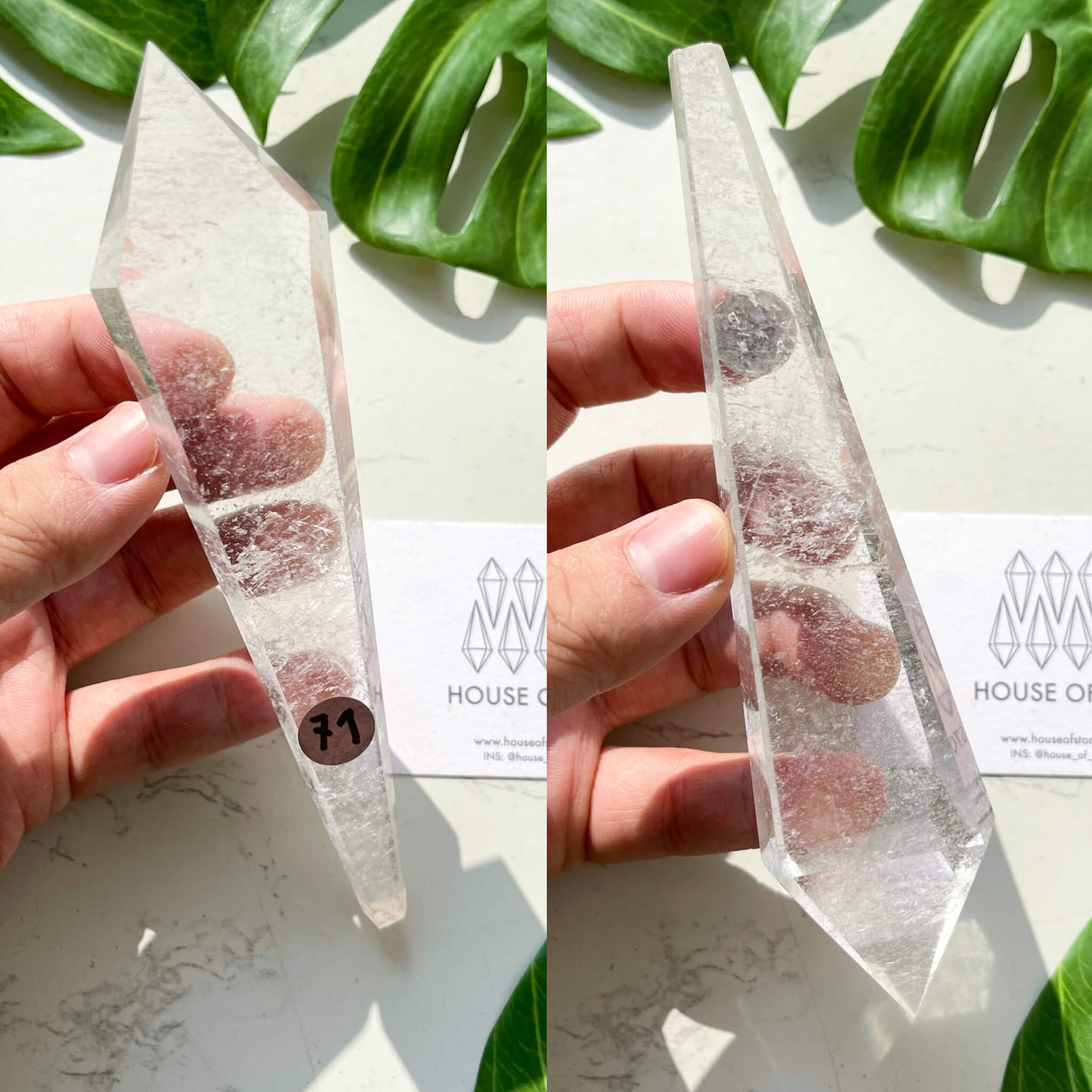 Natural Clear Quartz Point Wand/Clear Quartz Rainbow Crystal Wand/Clear Quartz Handle/Crystal Stem/Crown Chakra Healing/Meditation Tool/AAA