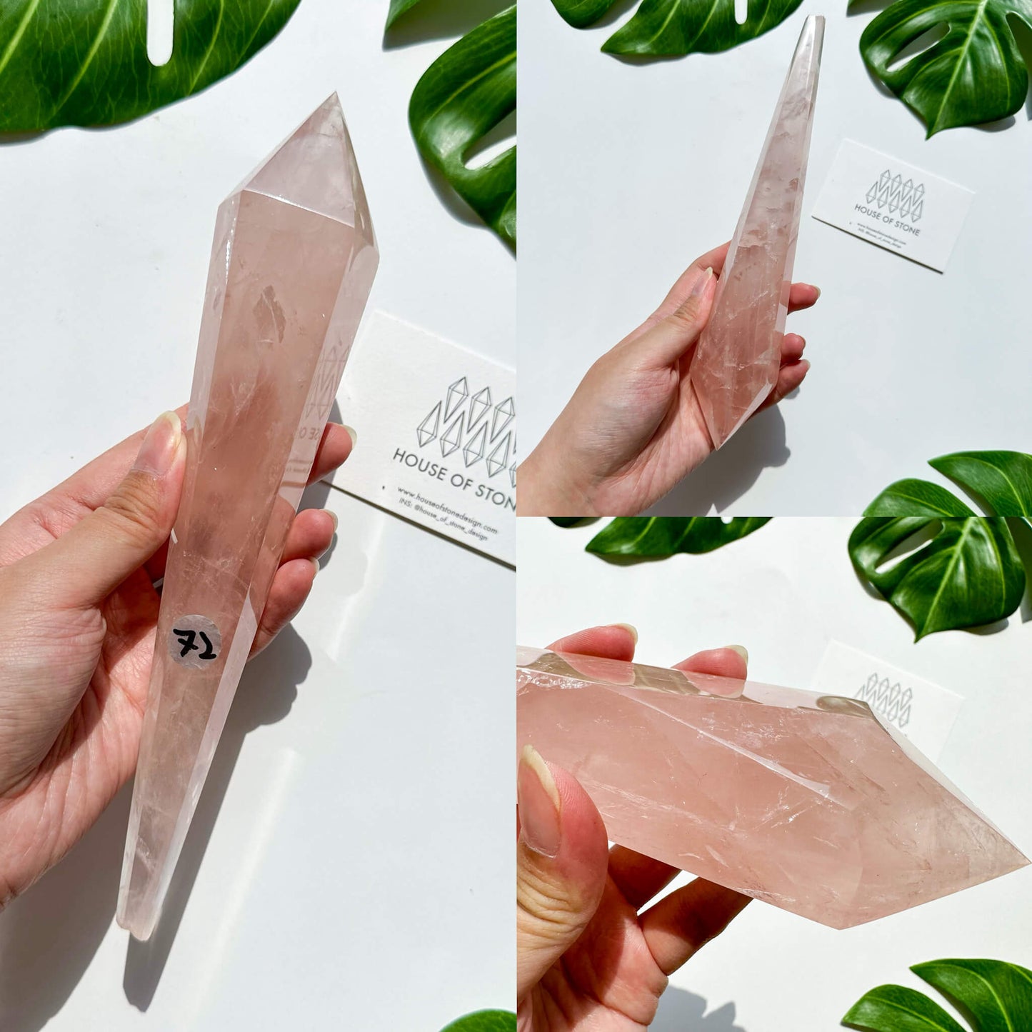 Natural Rose Quartz Wand/Rose Quartz Crystal Point Wand/Rose Quartz Crystal Handle/Rose Quartz Stem/Wedding Bouquet Handle/Heart Chakra Healing/AAA