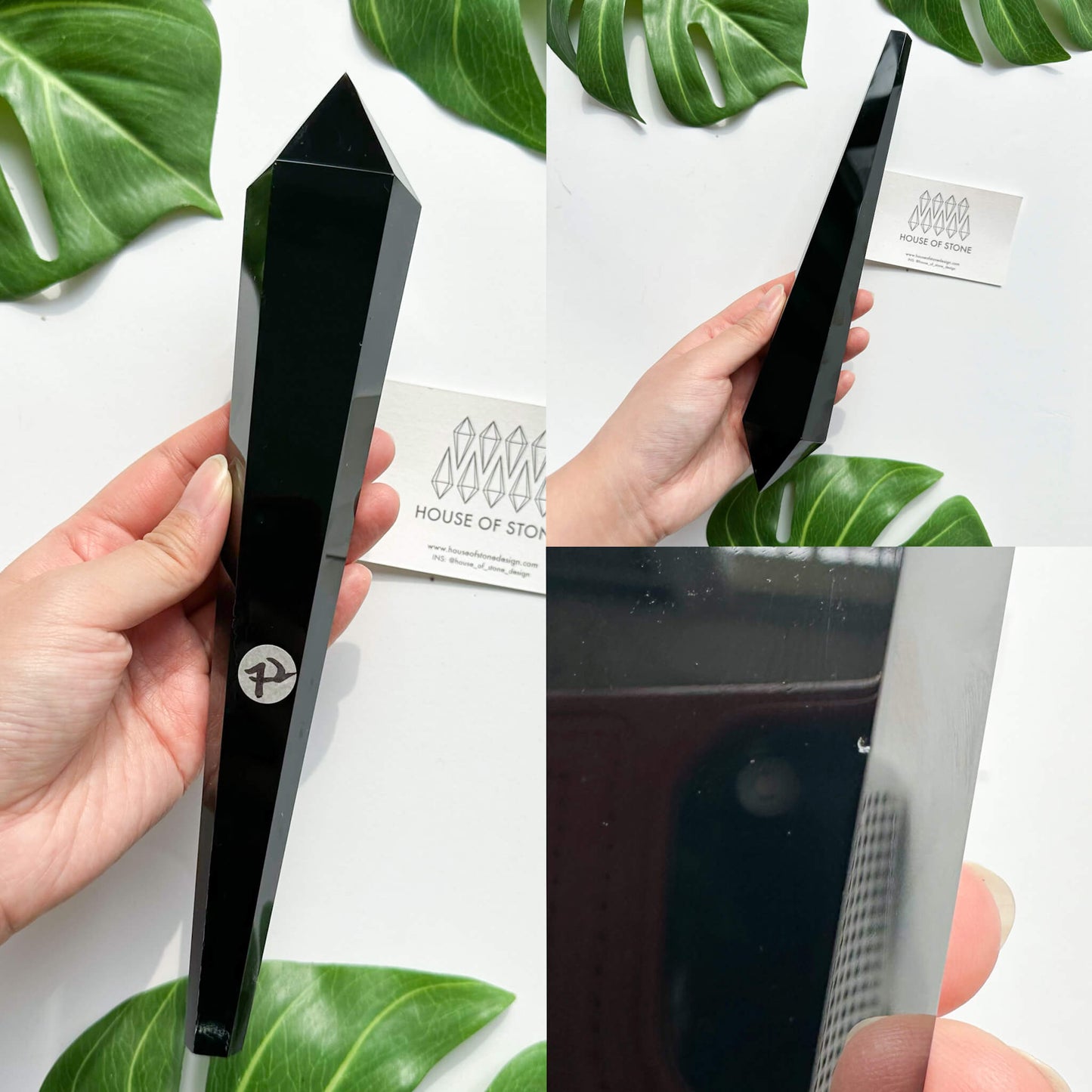 Natural Black Obsidian Wand/High Quality Black Obsidian Point Wand/Crystal Gemstone Obsidian Wand Handle/Obsidian Stem/Root Chakra Healing/AAA