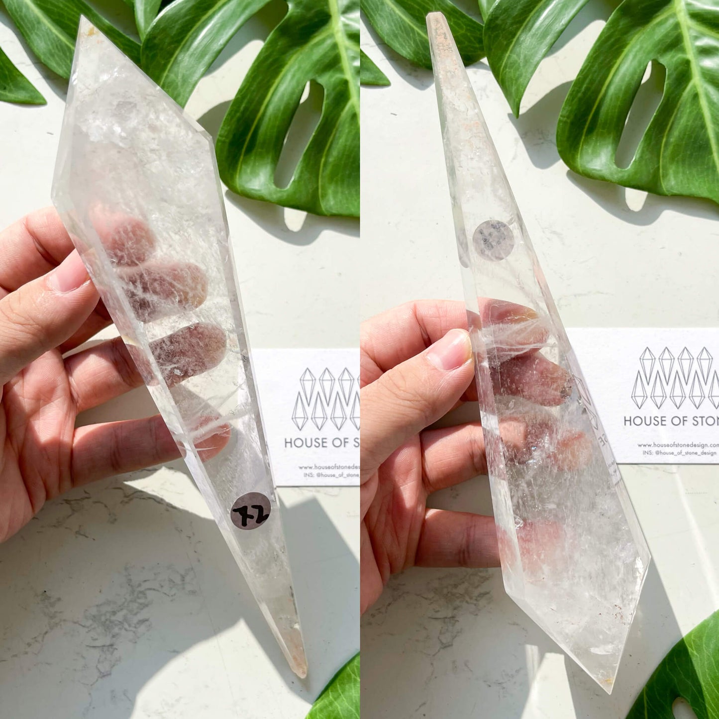 Natural Clear Quartz Point Wand/Clear Quartz Rainbow Crystal Wand/Clear Quartz Handle/Crystal Stem/Crown Chakra Healing/Meditation Tool/AAA