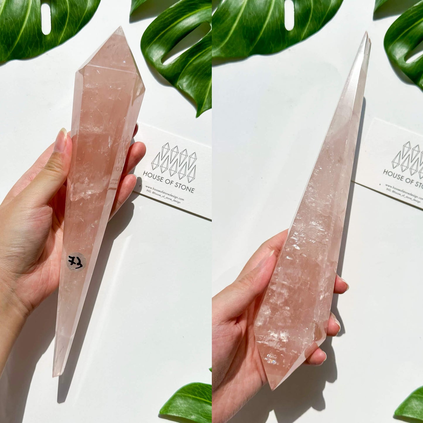 Natural Rose Quartz Wand/Rose Quartz Crystal Point Wand/Rose Quartz Crystal Handle/Rose Quartz Stem/Wedding Bouquet Handle/Heart Chakra Healing/AAA