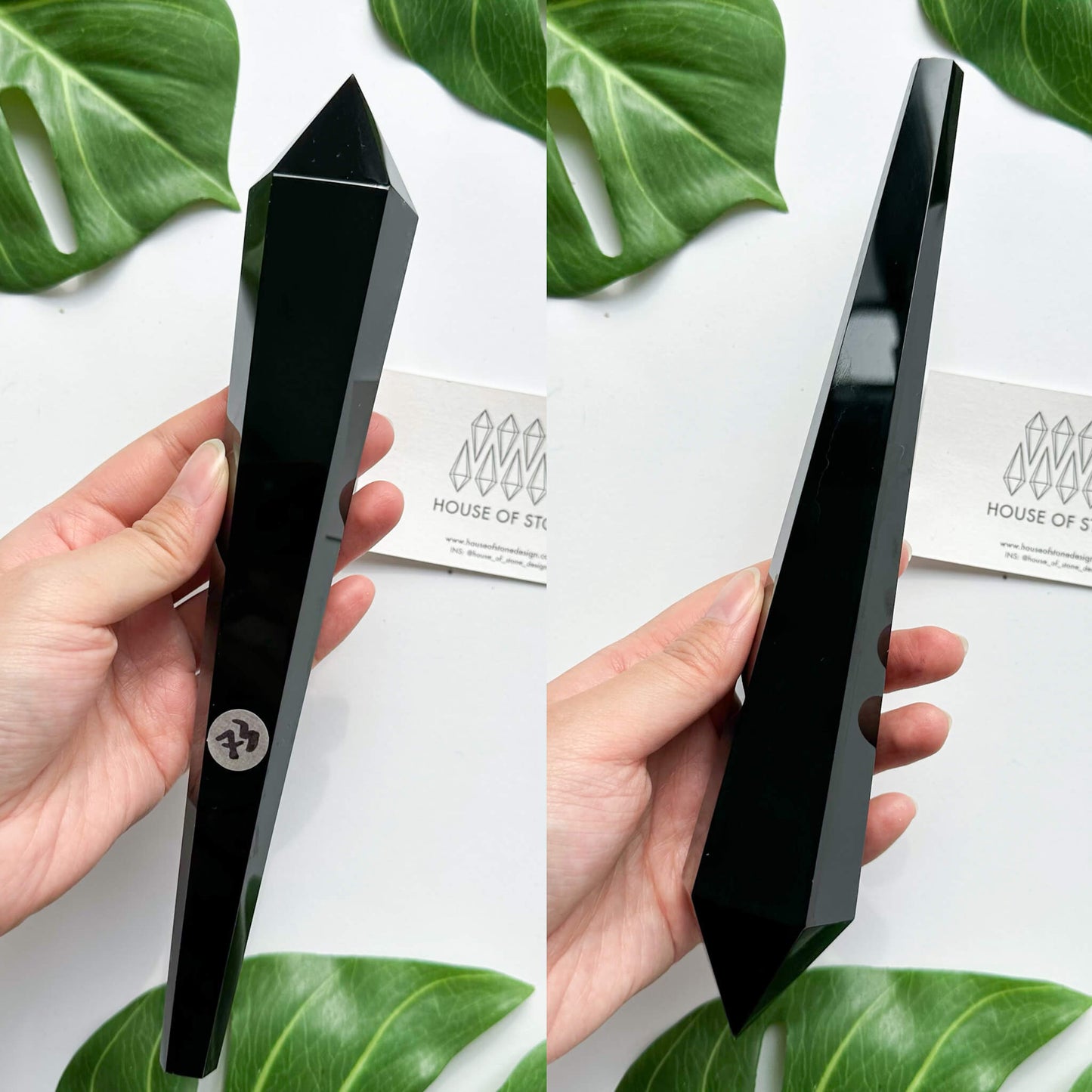 Natural Black Obsidian Wand/High Quality Black Obsidian Point Wand/Crystal Gemstone Obsidian Wand Handle/Obsidian Stem/Root Chakra Healing/AAA