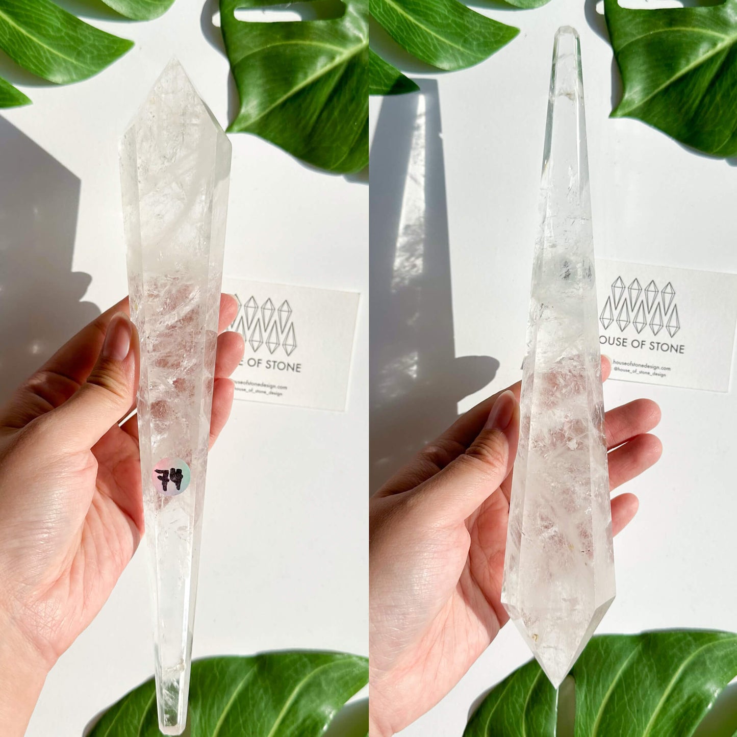Natural Clear Quartz Point Wand/Clear Quartz Rainbow Crystal Wand/Clear Quartz Handle/Crystal Stem/Crown Chakra Healing/Meditation Tool/AAA