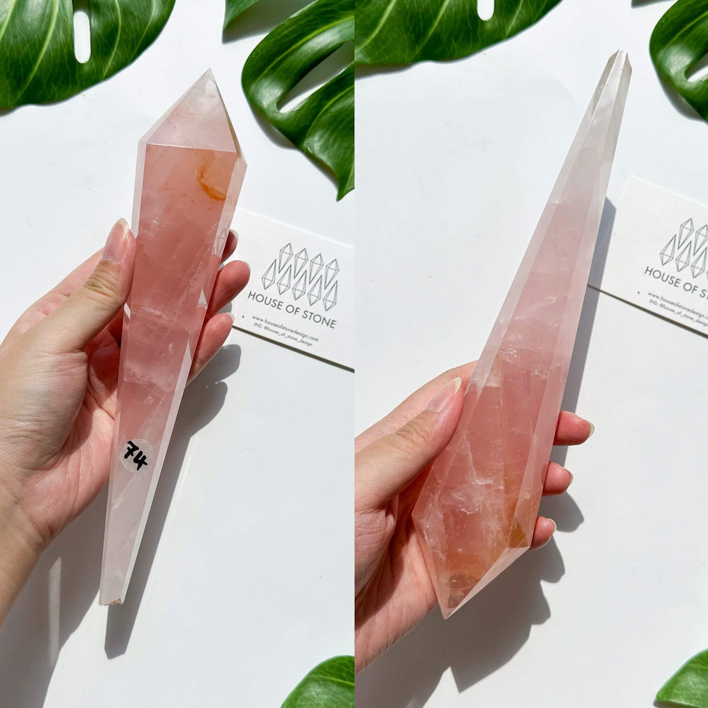 Natural Rose Quartz Wand/Rose Quartz Crystal Point Wand/Rose Quartz Crystal Handle/Rose Quartz Stem/Wedding Bouquet Handle/Heart Chakra Healing/AAA