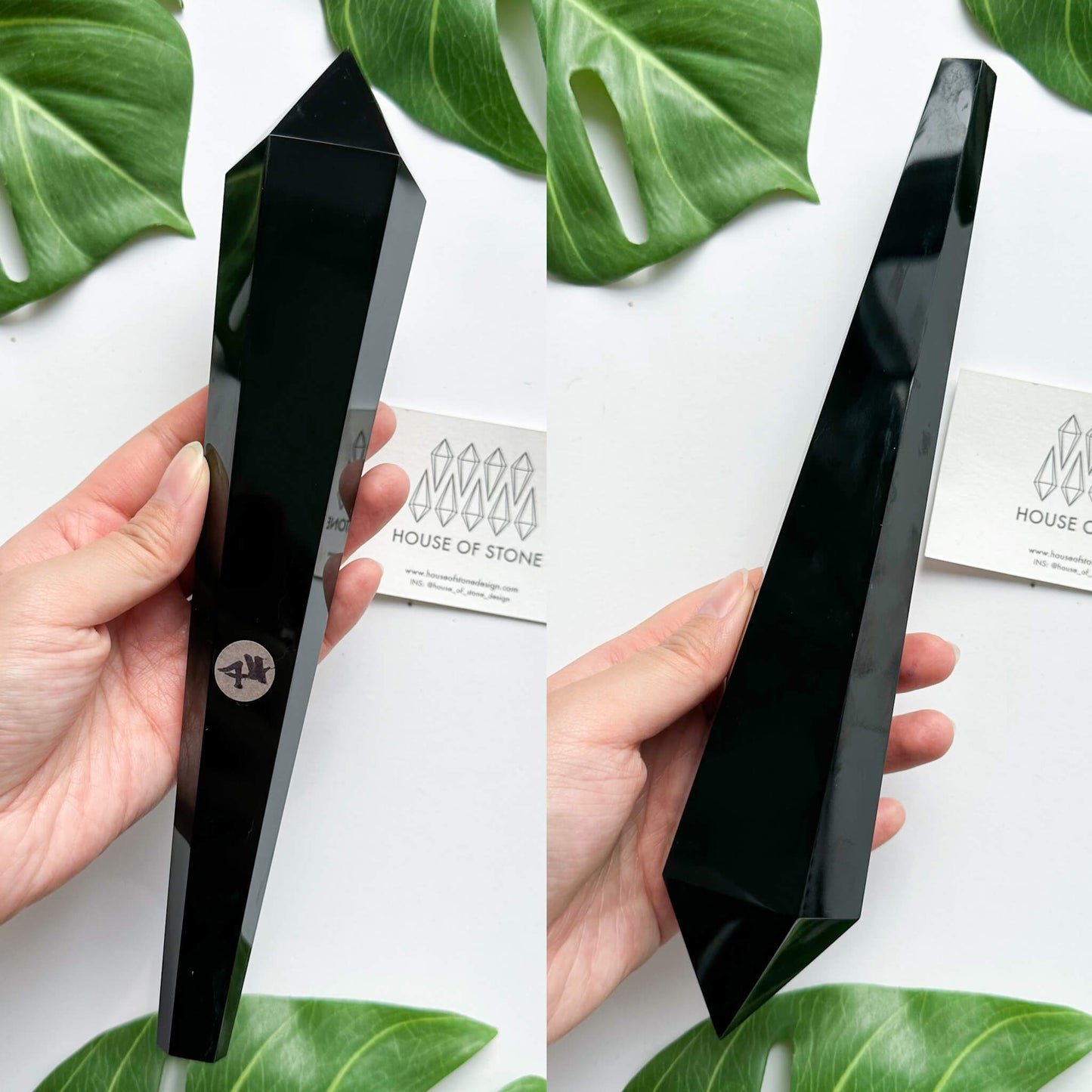 Natural Black Obsidian Wand/High Quality Black Obsidian Point Wand/Crystal Gemstone Obsidian Wand Handle/Obsidian Stem/Root Chakra Healing/AAA