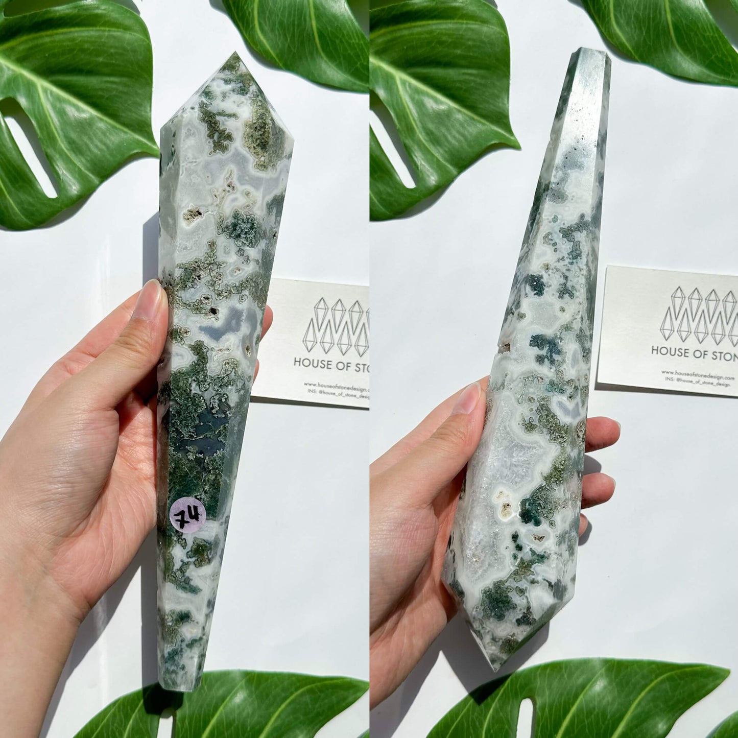 Natural Moss Agate Wand/Druzy Moss Agate Crystal Point Wand/Moss Agate Crystal Handle/Moss Agate Stem/Wedding Bouquet Handle/Heart Chakra Healing/AAA