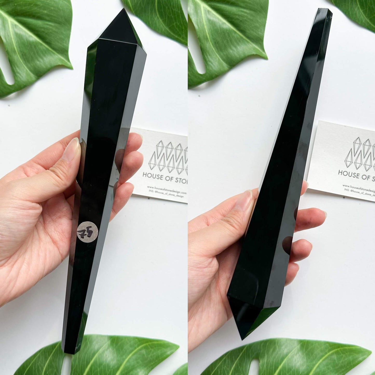 Natural Black Obsidian Wand/High Quality Black Obsidian Point Wand/Crystal Gemstone Obsidian Wand Handle/Obsidian Stem/Root Chakra Healing/AAA