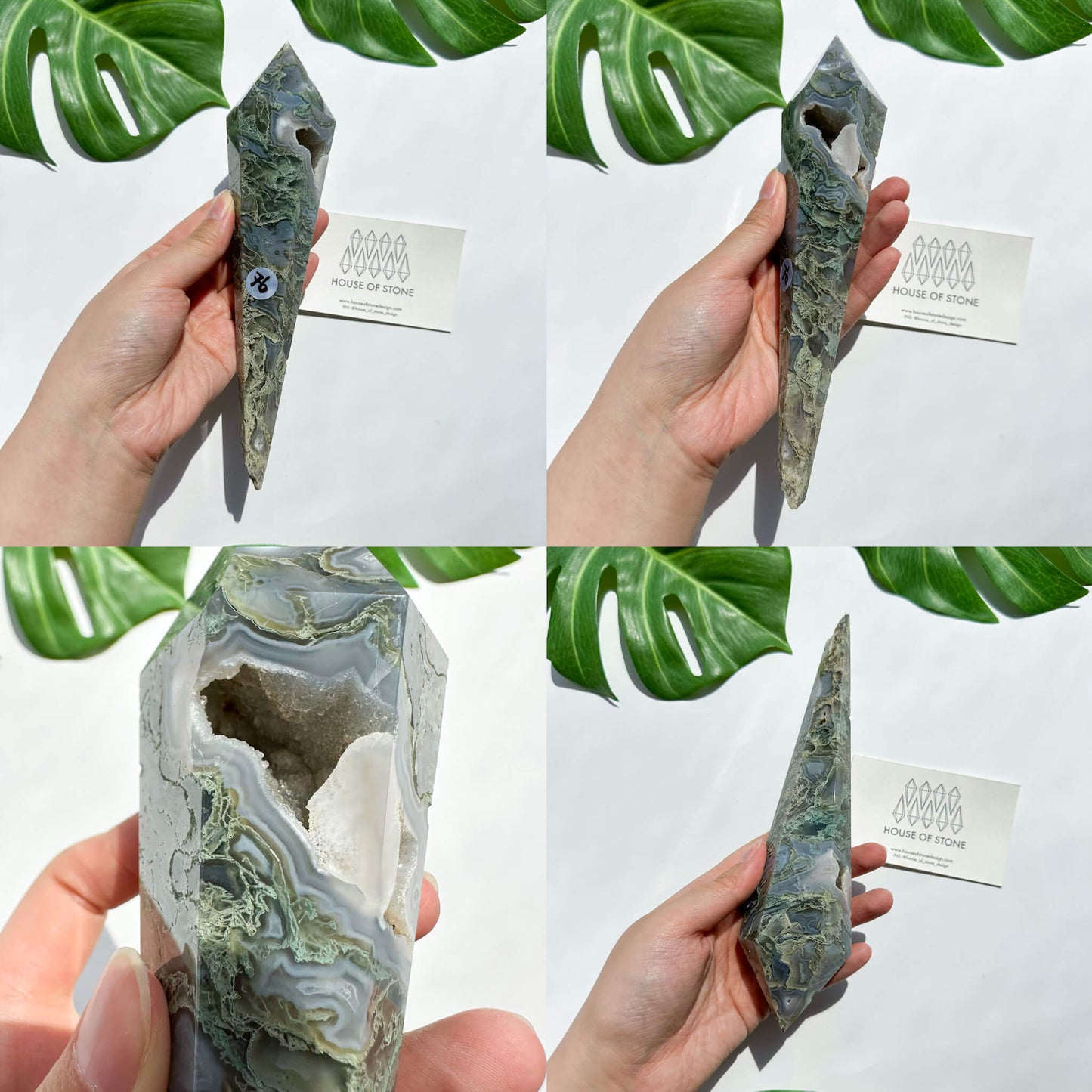 Natural Moss Agate Wand/Druzy Moss Agate Crystal Point Wand/Moss Agate Crystal Handle/Moss Agate Stem/Wedding Bouquet Handle/Heart Chakra Healing/AAA
