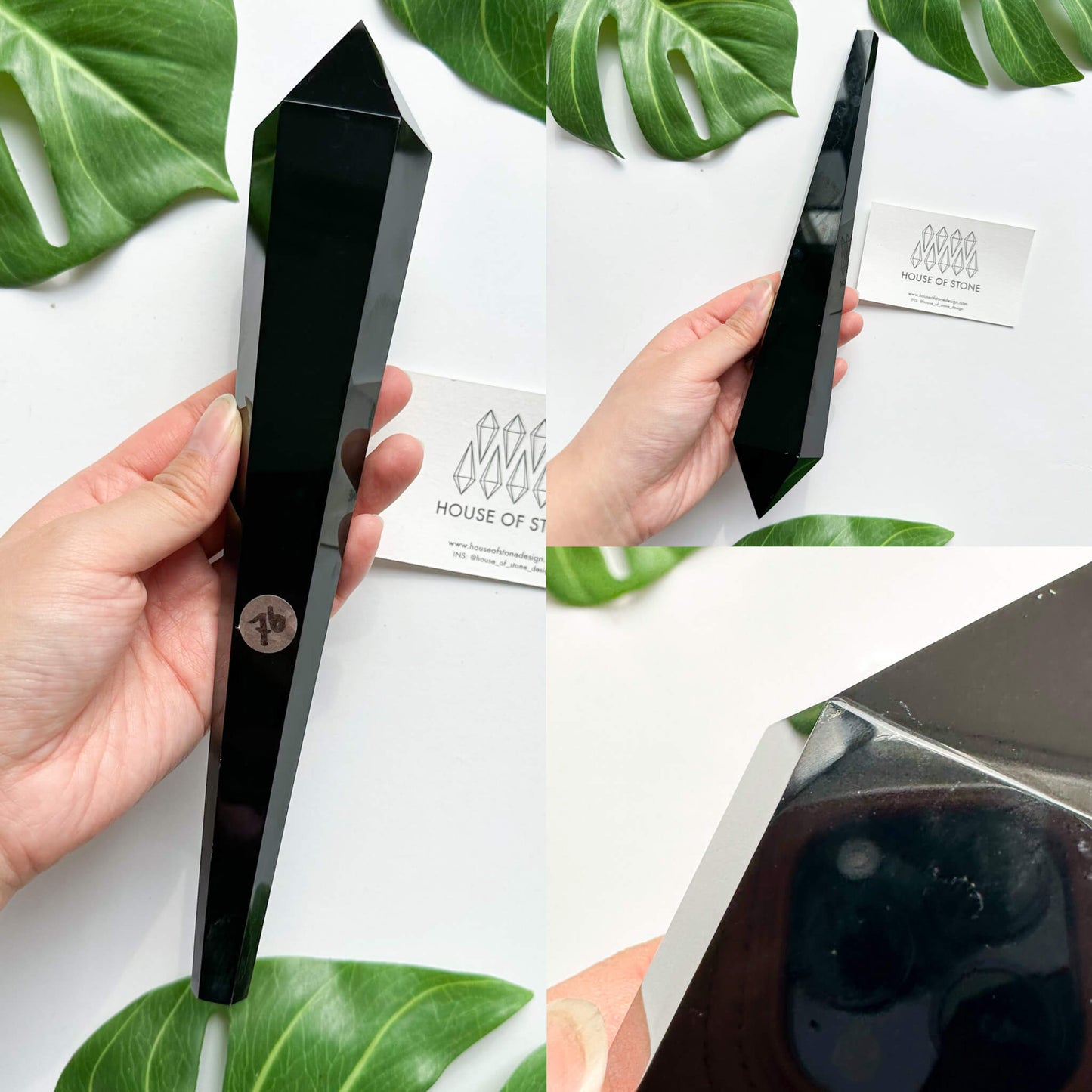 Natural Black Obsidian Wand/High Quality Black Obsidian Point Wand/Crystal Gemstone Obsidian Wand Handle/Obsidian Stem/Root Chakra Healing/AAA