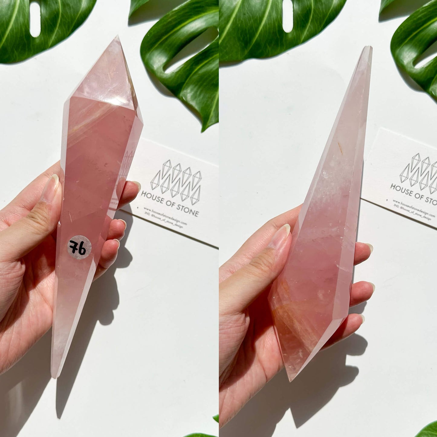 Natural Rose Quartz Wand/Rose Quartz Crystal Point Wand/Rose Quartz Crystal Handle/Rose Quartz Stem/Wedding Bouquet Handle/Heart Chakra Healing/AAA