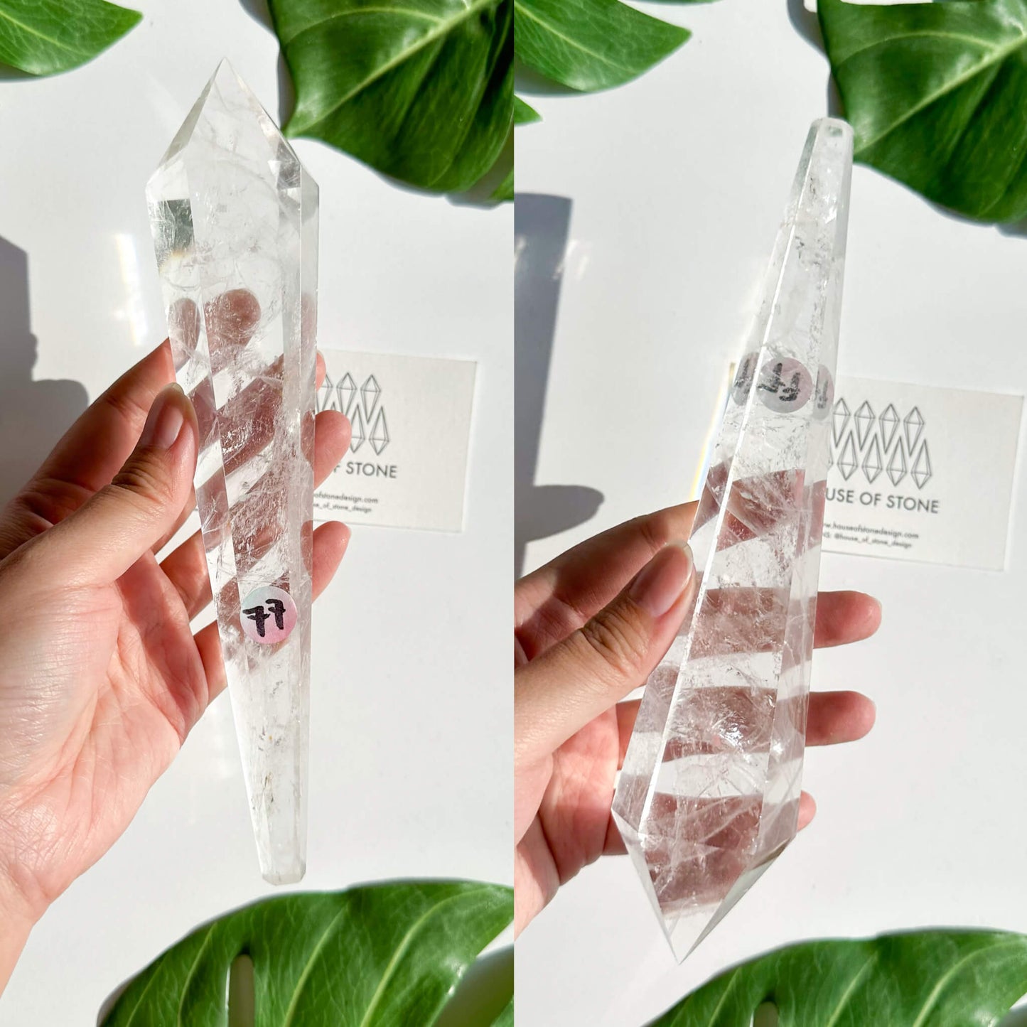 Natural Clear Quartz Point Wand/Clear Quartz Rainbow Crystal Wand/Clear Quartz Handle/Crystal Stem/Crown Chakra Healing/Meditation Tool/AAA