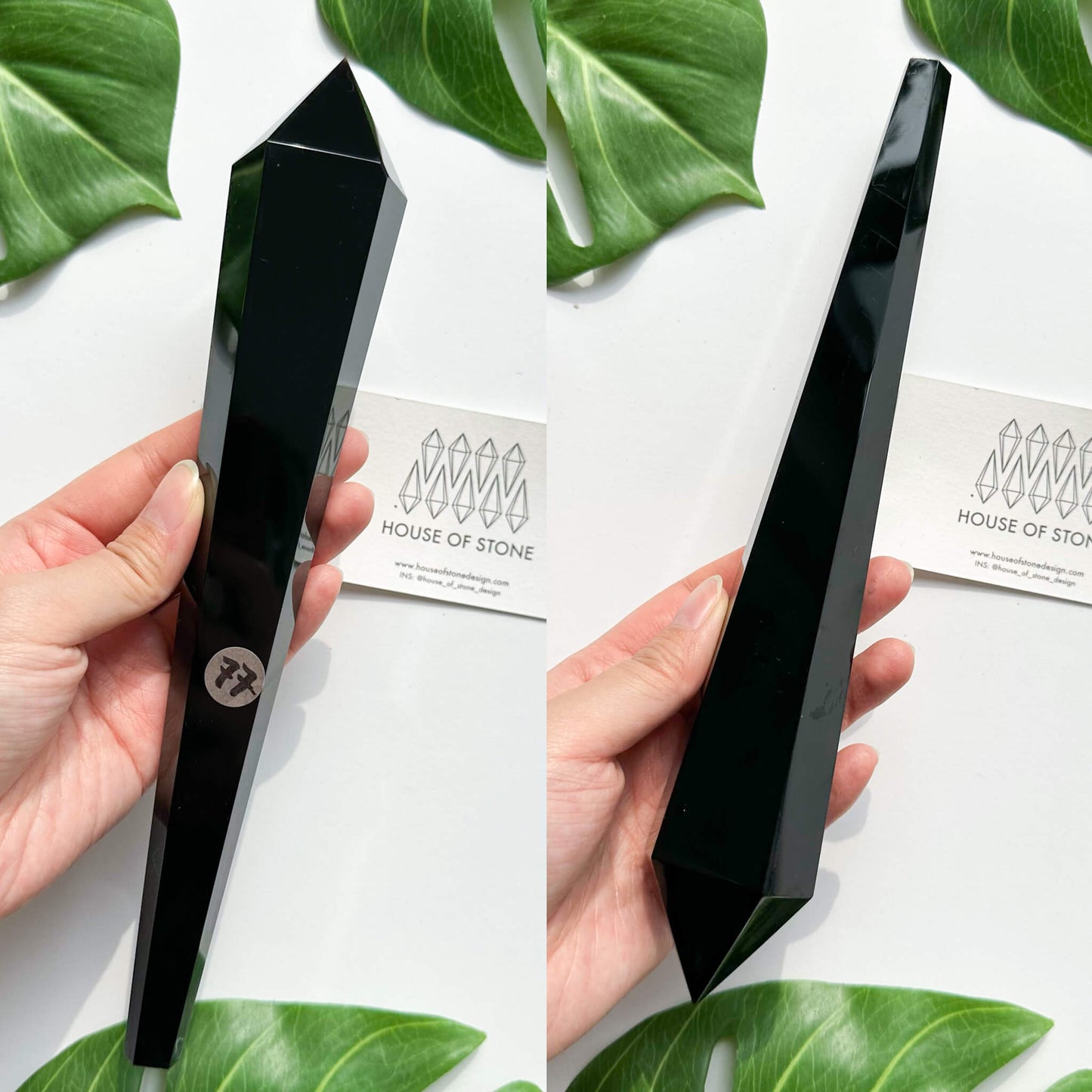 Natural Black Obsidian Wand/High Quality Black Obsidian Point Wand/Crystal Gemstone Obsidian Wand Handle/Obsidian Stem/Root Chakra Healing/AAA