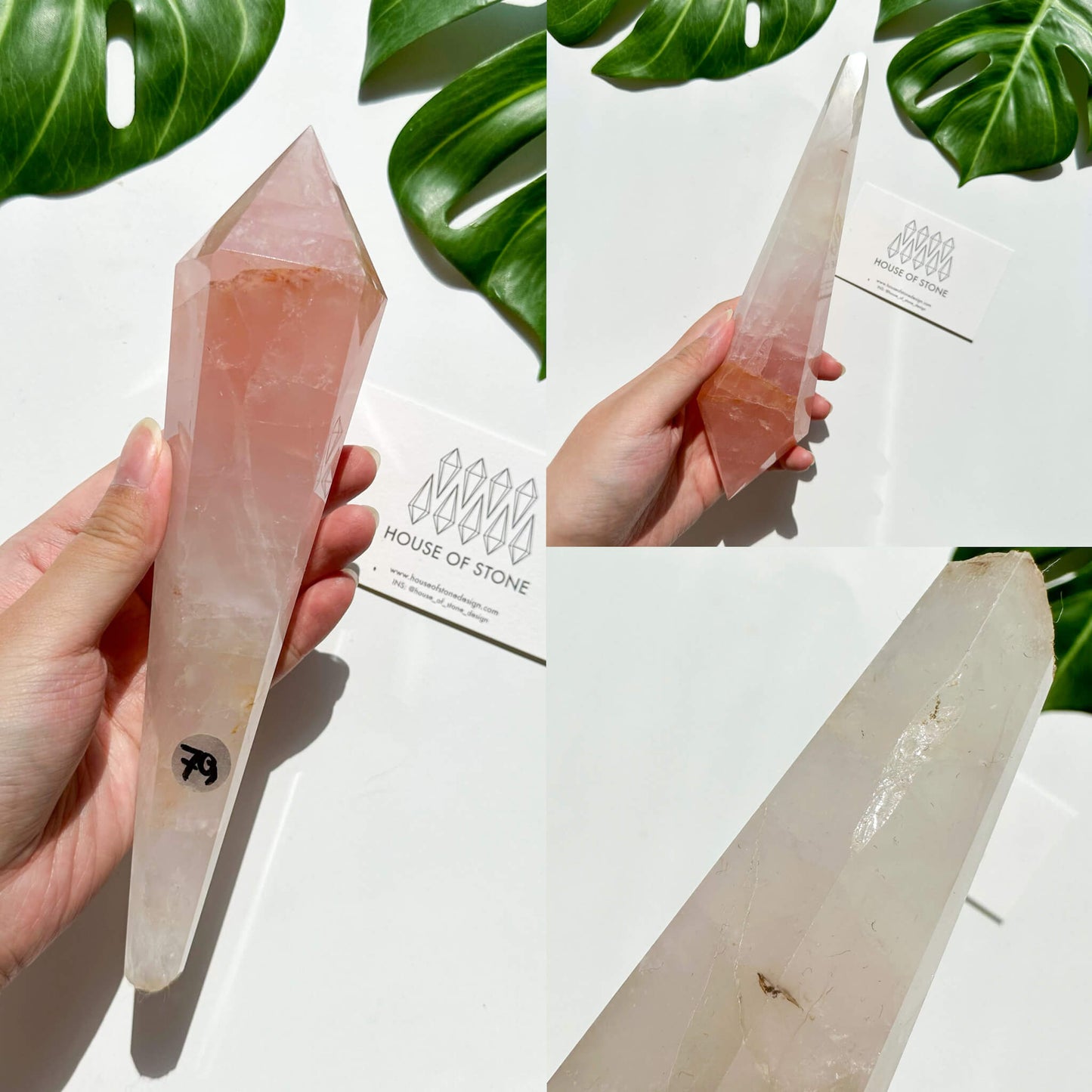 Natural Rose Quartz Wand/Rose Quartz Crystal Point Wand/Rose Quartz Crystal Handle/Rose Quartz Stem/Wedding Bouquet Handle/Heart Chakra Healing/AAA