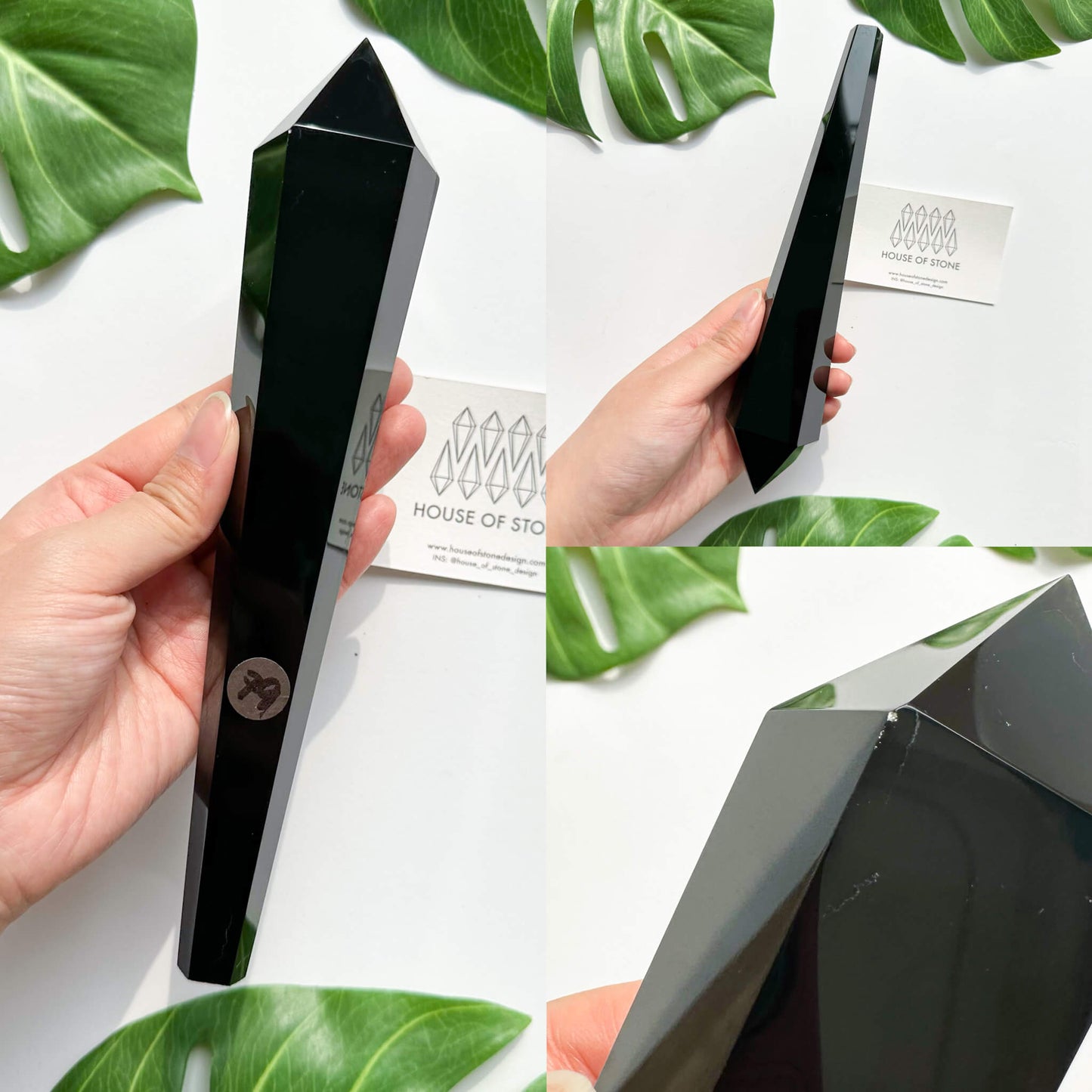 Natural Black Obsidian Wand/High Quality Black Obsidian Point Wand/Crystal Gemstone Obsidian Wand Handle/Obsidian Stem/Root Chakra Healing/AAA