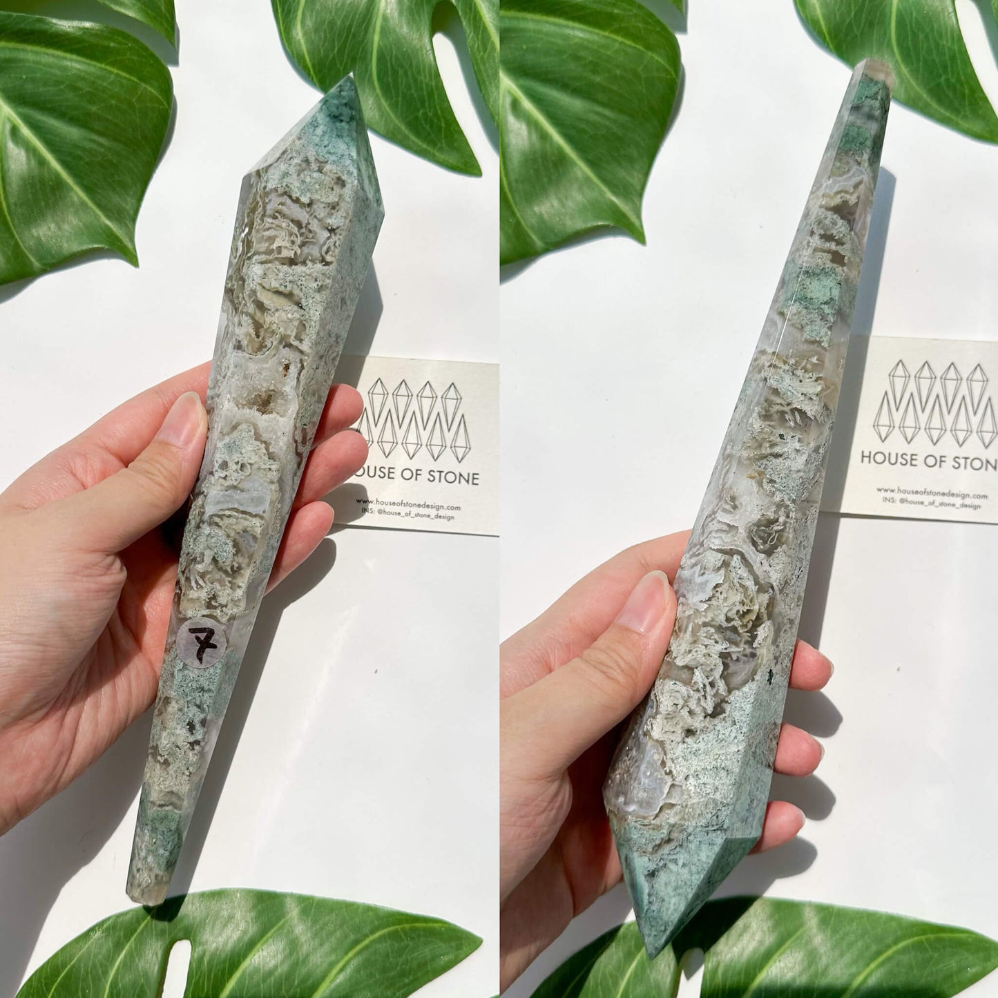 Natural Moss Agate Wand/Druzy Moss Agate Crystal Point Wand/Moss Agate Crystal Handle/Moss Agate Stem/Wedding Bouquet Handle/Heart Chakra Healing/AAA