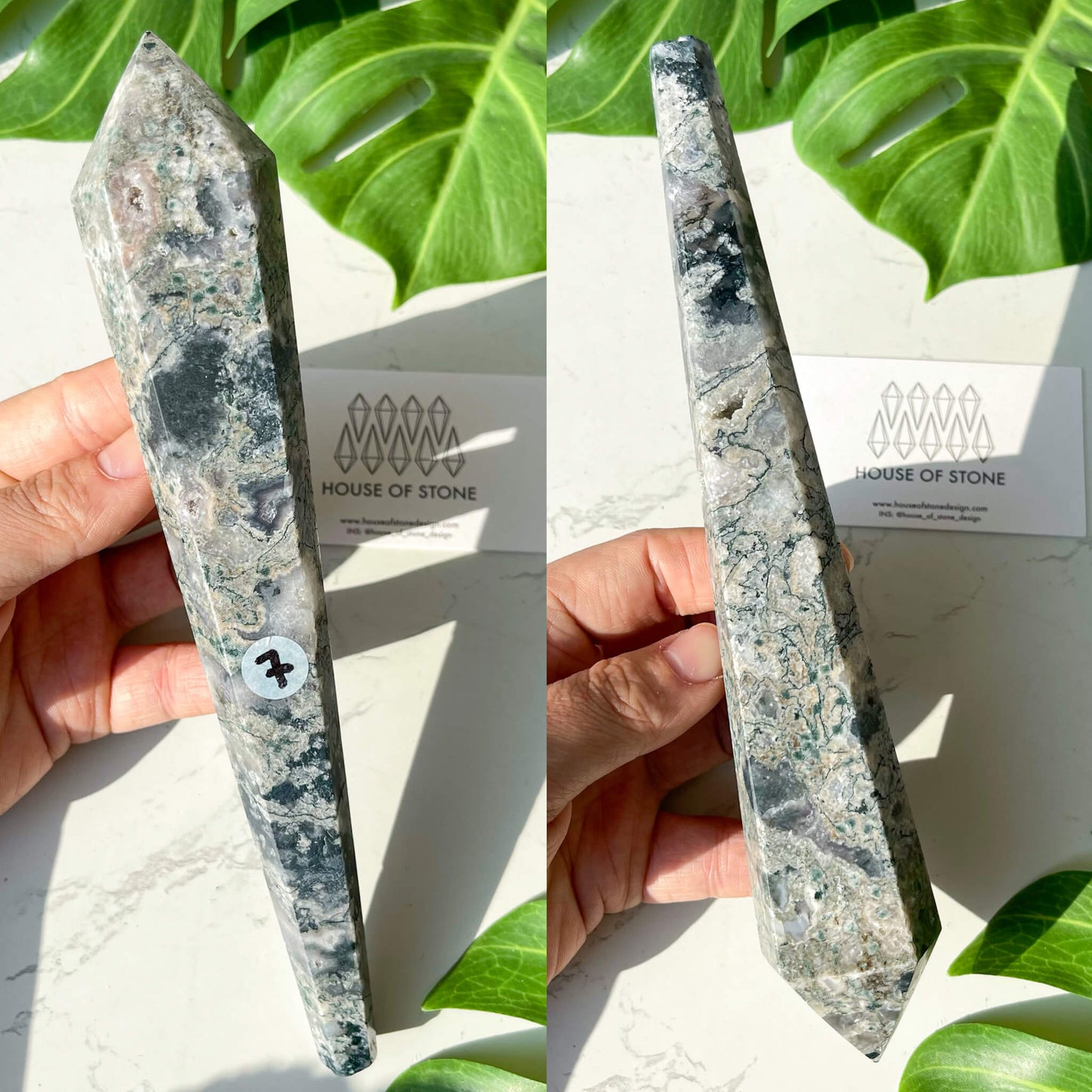 Natural Moss Agate Wand/Druzy Moss Agate Crystal Point Wand/Moss Agate Crystal Handle/Moss Agate Stem/Wedding Bouquet Handle/Heart Chakra Healing/AAA