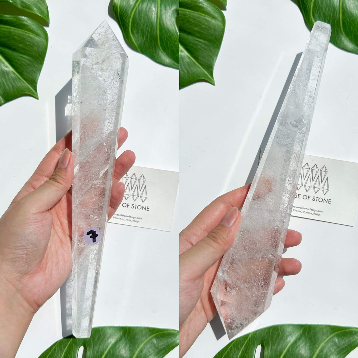 Natural Clear Quartz Point Wand/Clear Quartz Rainbow Crystal Wand/Clear Quartz Handle/Crystal Stem/Crown Chakra Healing/Meditation Tool/AAA